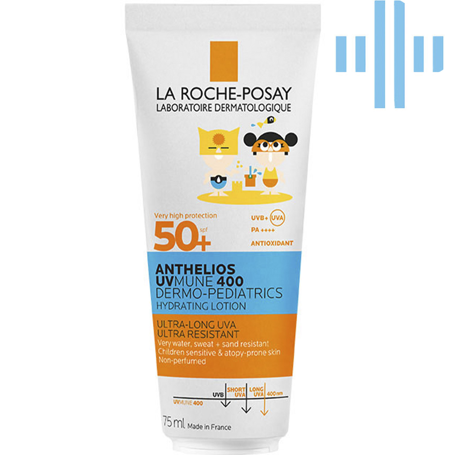 Солнцезащитное водостойкое увлажняющее молочко La Roche-Posay Anthelios UVA 400 Dermo Pediatrics для чувствительной кожи детей SPF50+ 75 мл - фото 1