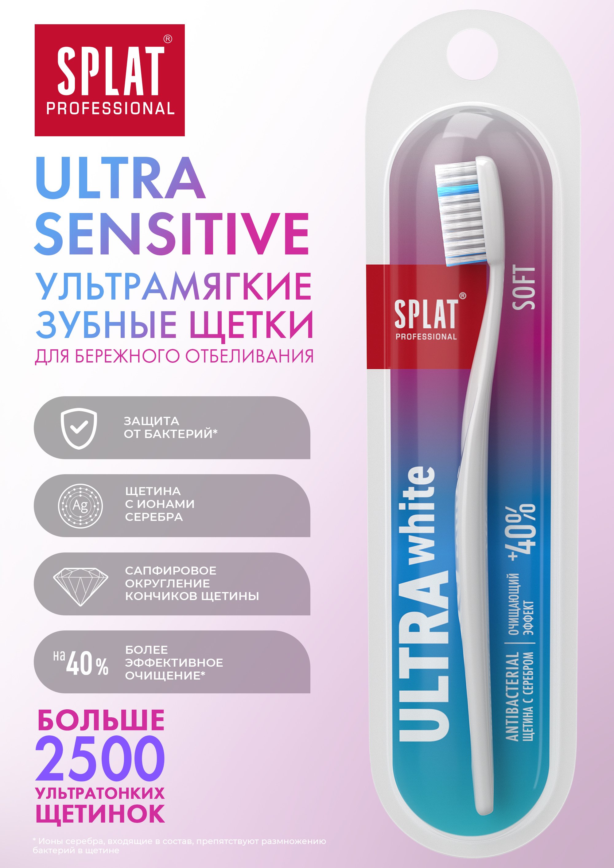 Зубная щетка Splat Professional Ultra White Soft, мягкая, голубой - фото 4