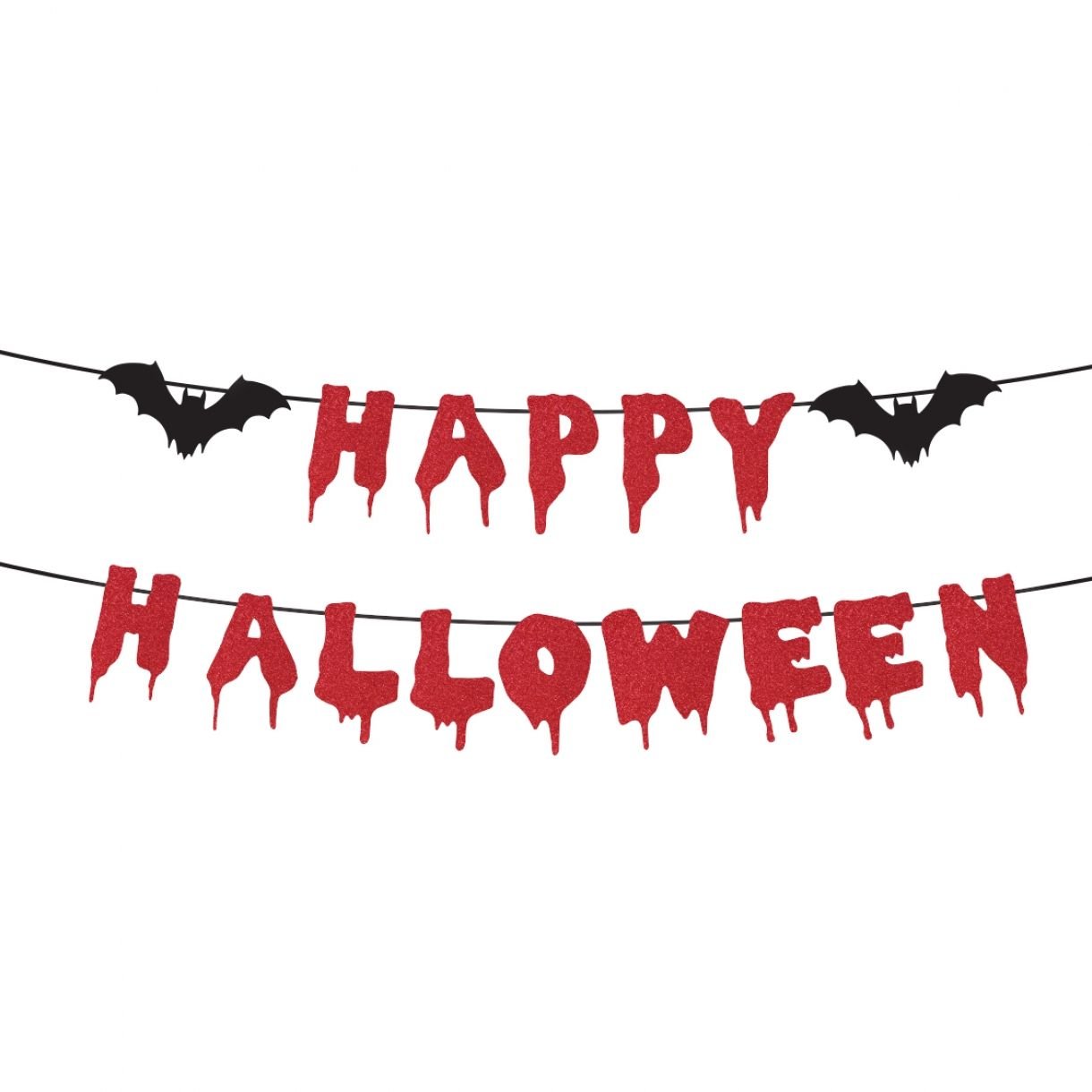 Гирлянда бумажная Yes! Fun Happy Halloween 16 элементов глитер 3 м, красная (801185) - фото 1