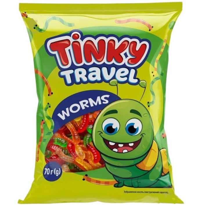 Цукерки желейні Tinky Travel Worms 70 г - фото 1