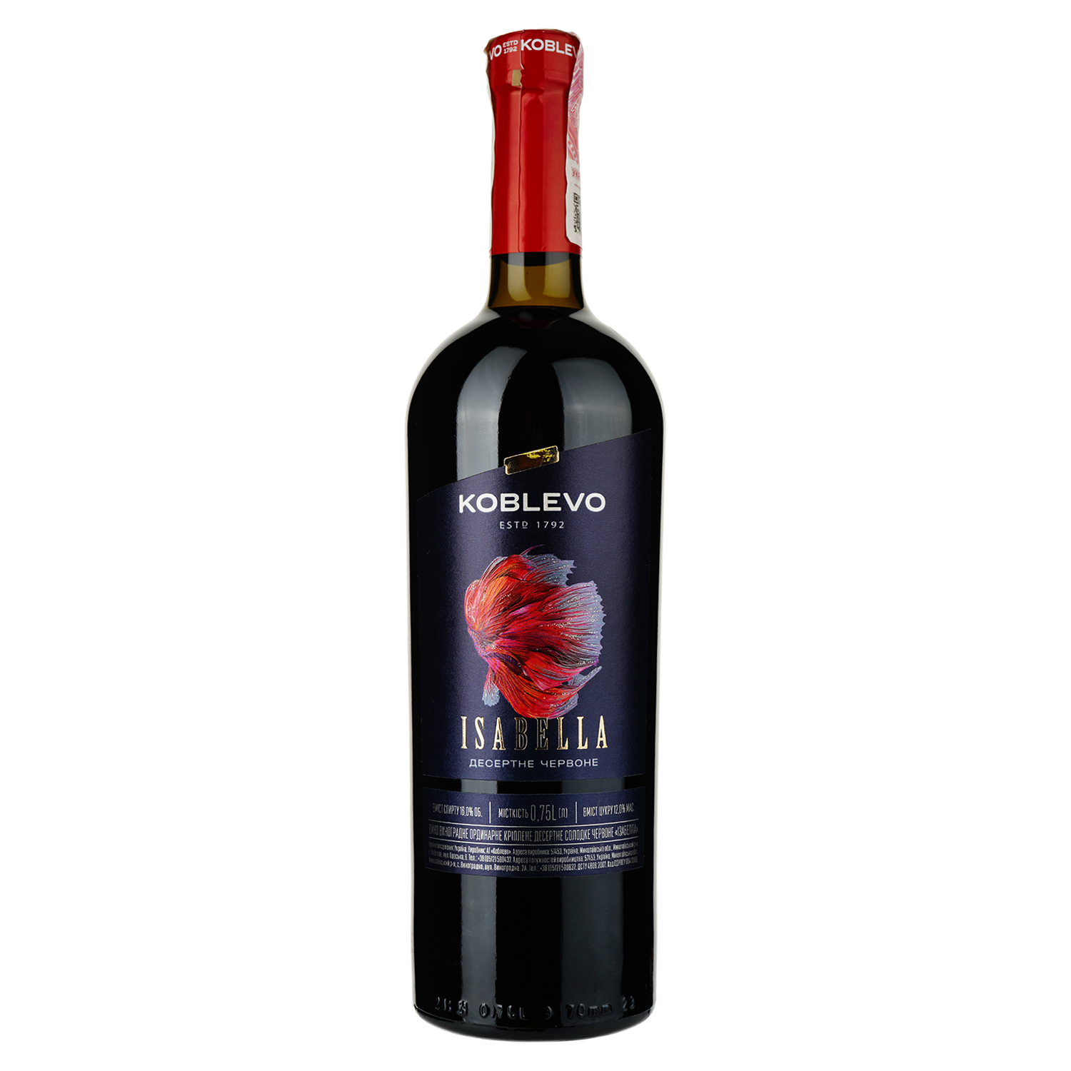 Вино Коблево Бордо Ізабелла, червоне, солодке, 16%, 0,75 л - фото 1