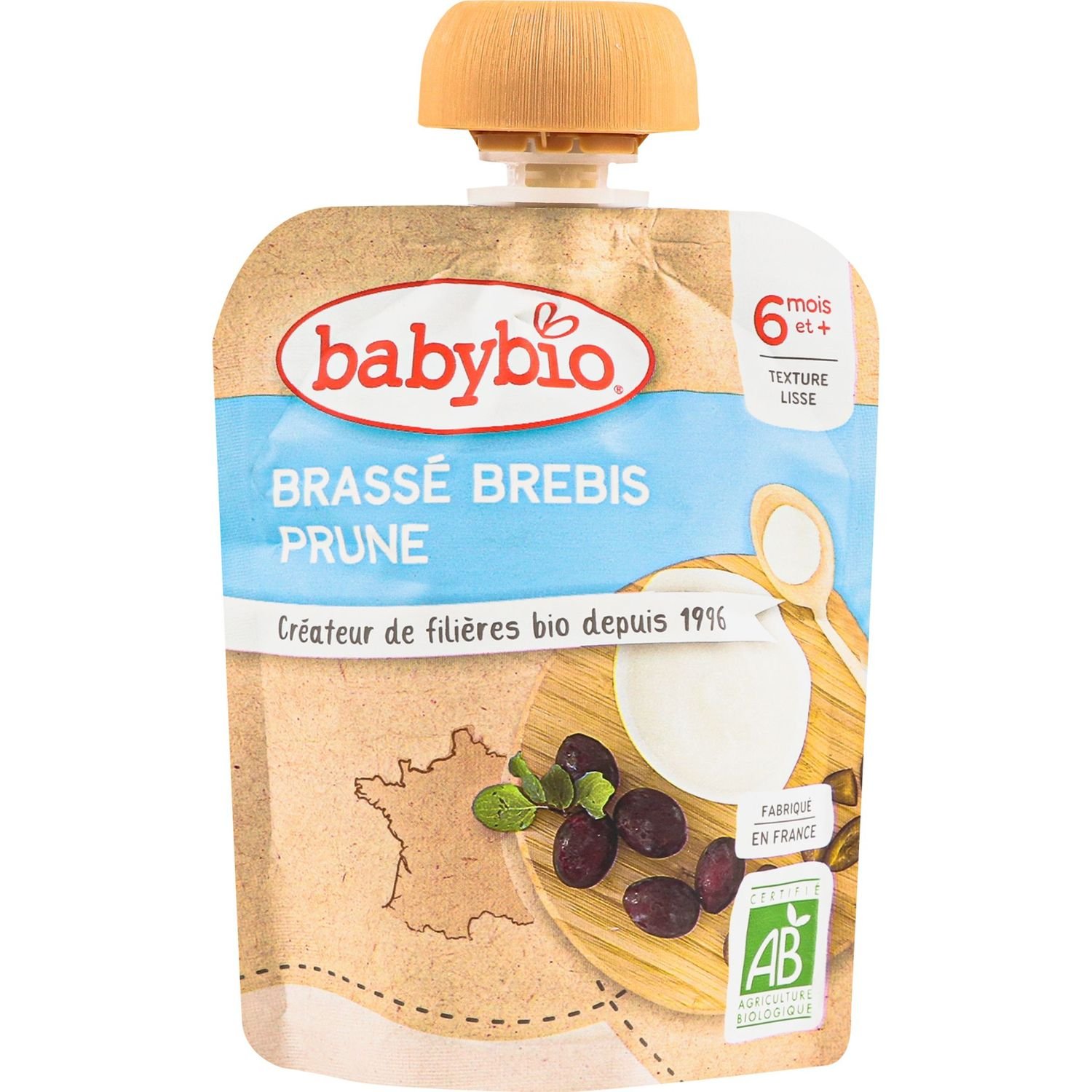 Фото - Дитяче харчування Babybio Органічне молочне пюре  з овечого молока зі сливою 85 г 