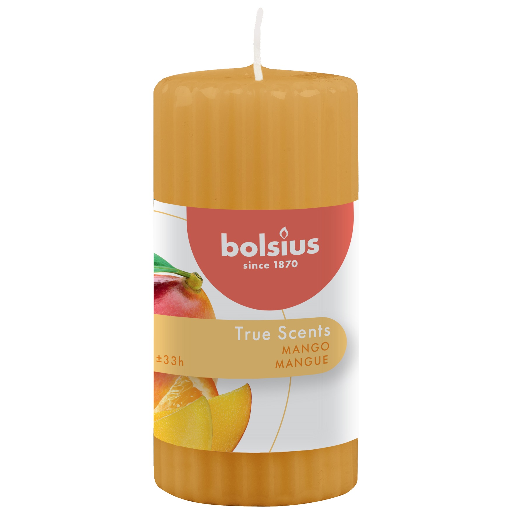 Свічка Bolsius True scents Манго стовпчик, 12х5,8 см, жовтий (266710) - фото 1