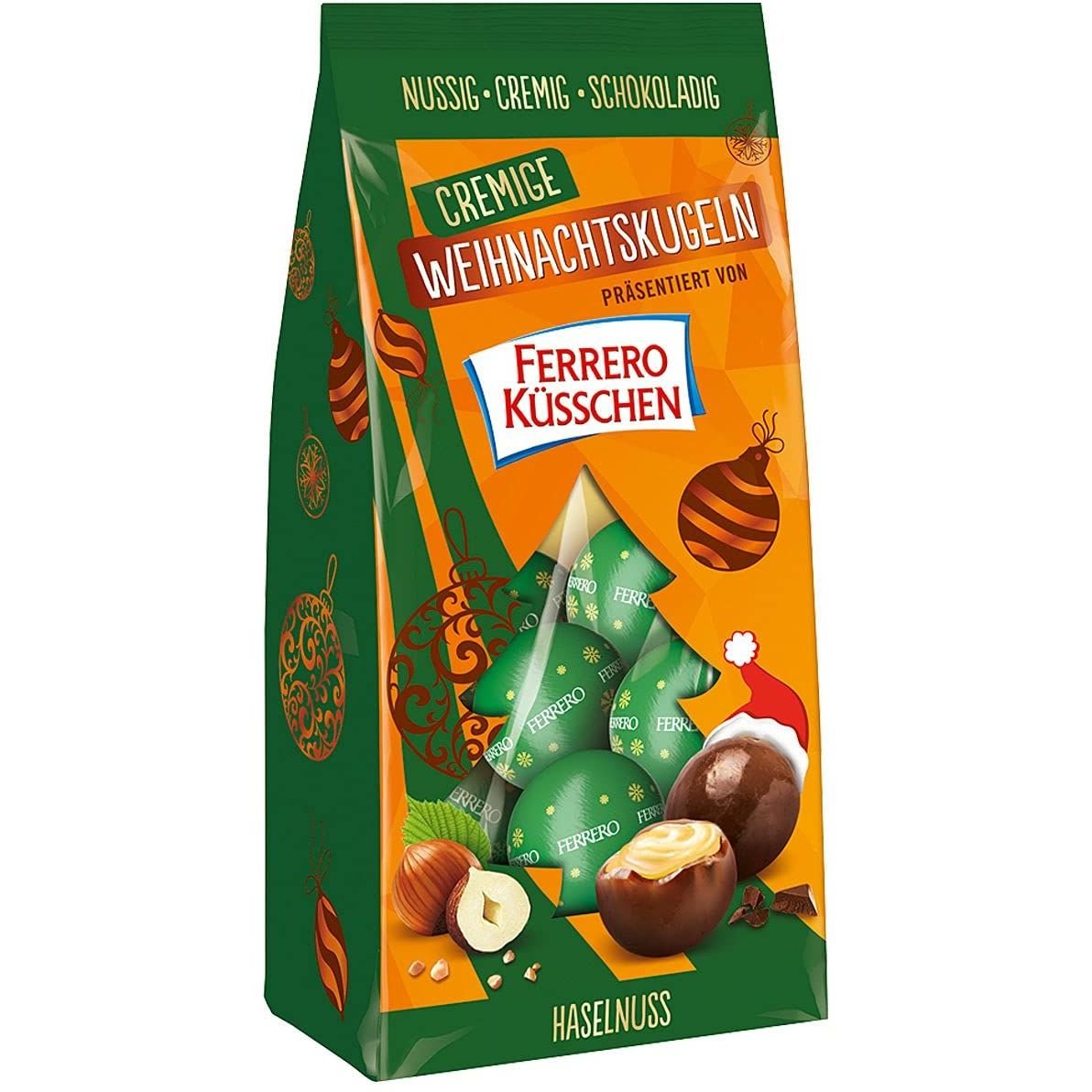 Конфеты Ferrero Küsschen Haselnuss Рождественские шарики 100 г (930898) - фото 1