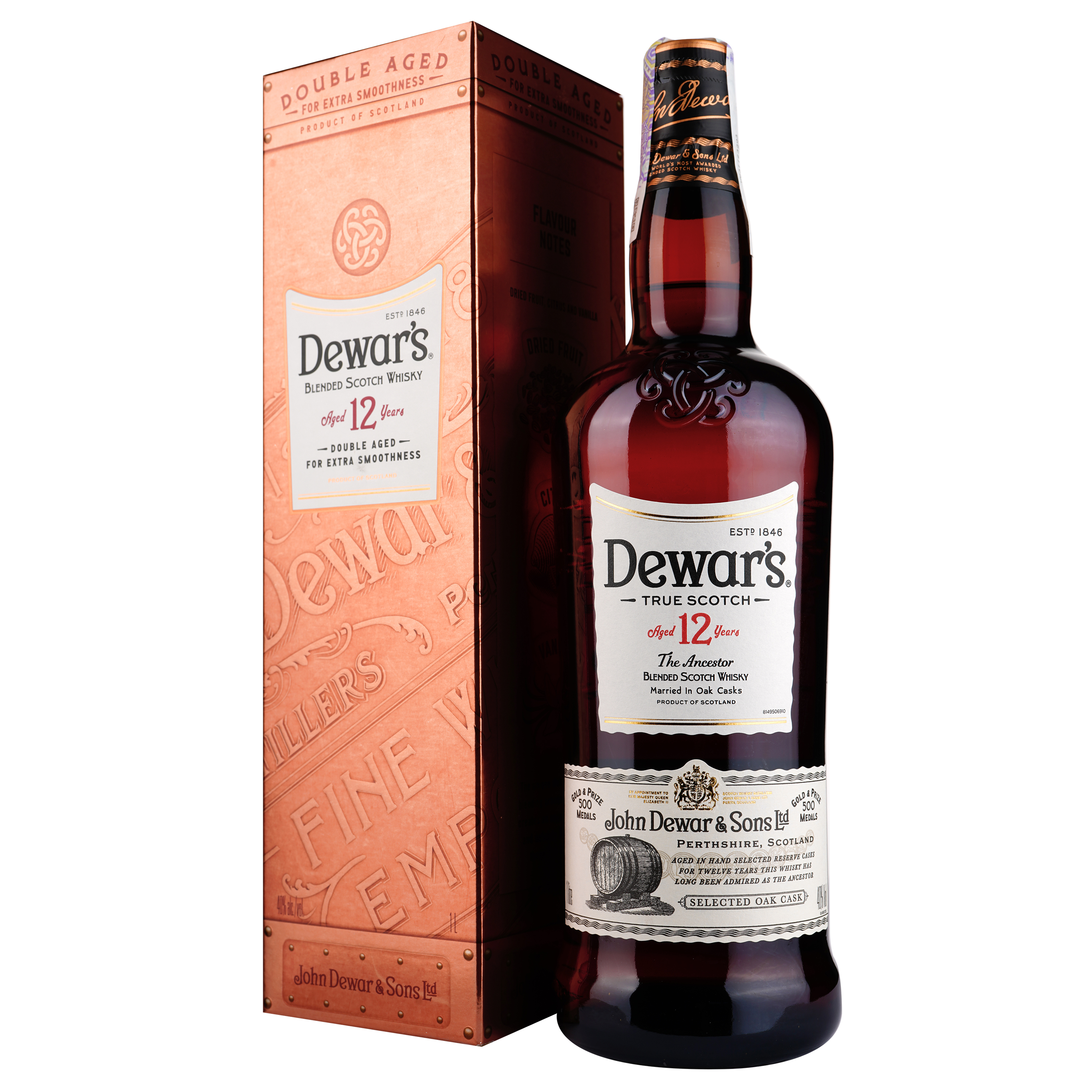 Виски Dewar's Special Reserve 12 лет выдержки, в подарочной упаковке, 40%, 1 л (374184) - фото 1