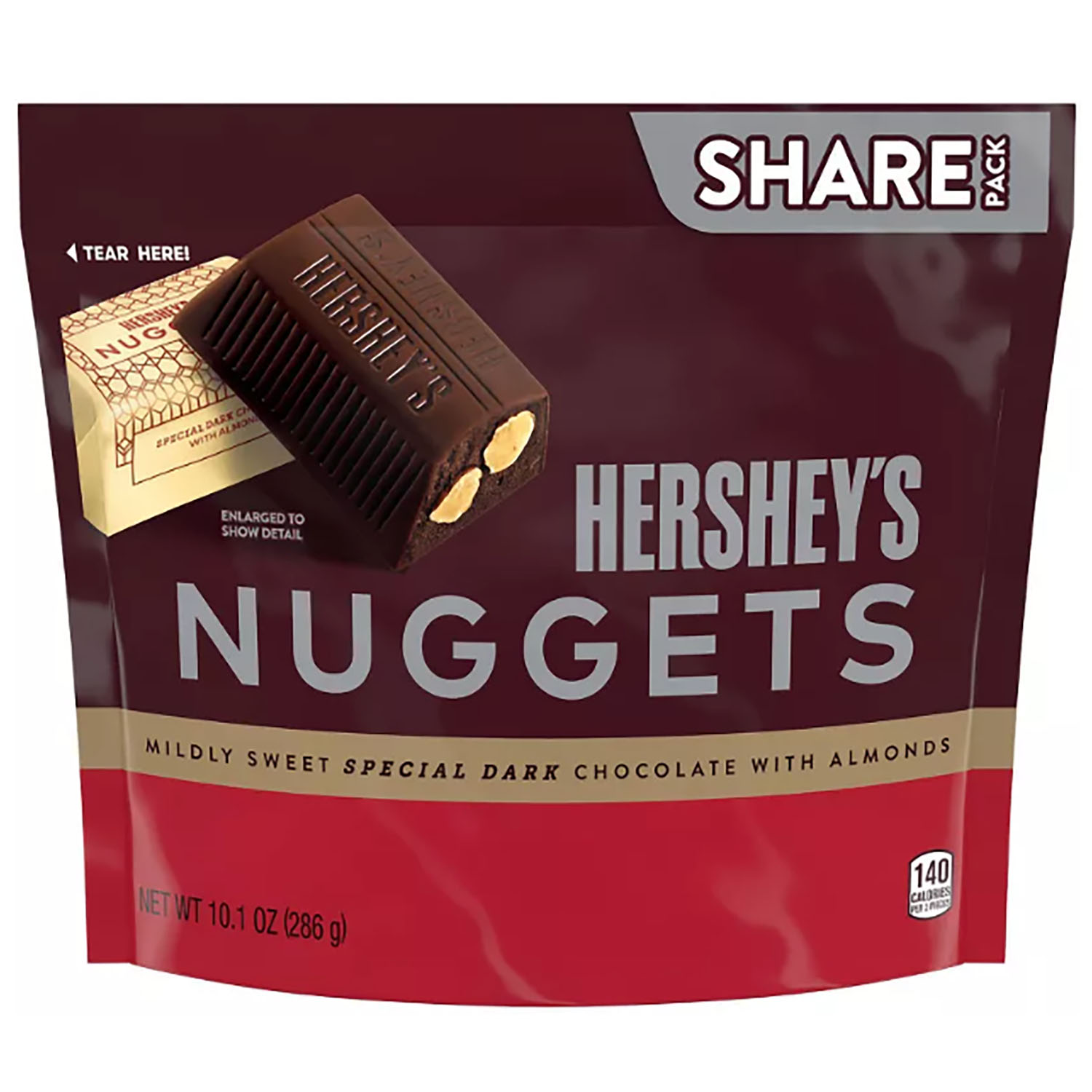 Конфеты шоколадные Hershey's Nuggets Dark Chocolate with Almonds 286 г - фото 1