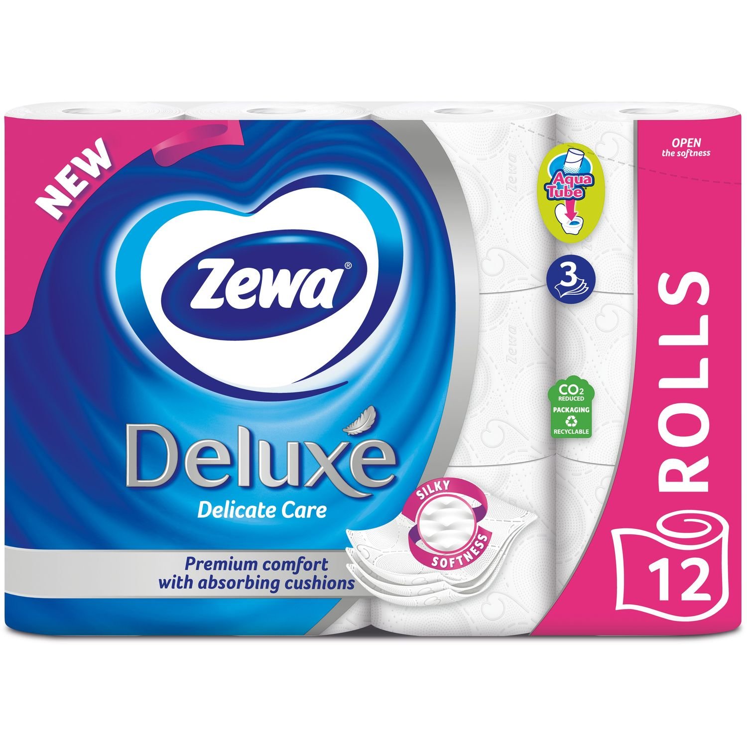 Туалетний папір Zewa Deluxe, тришаровий, білий, 12 рулонів - фото 1