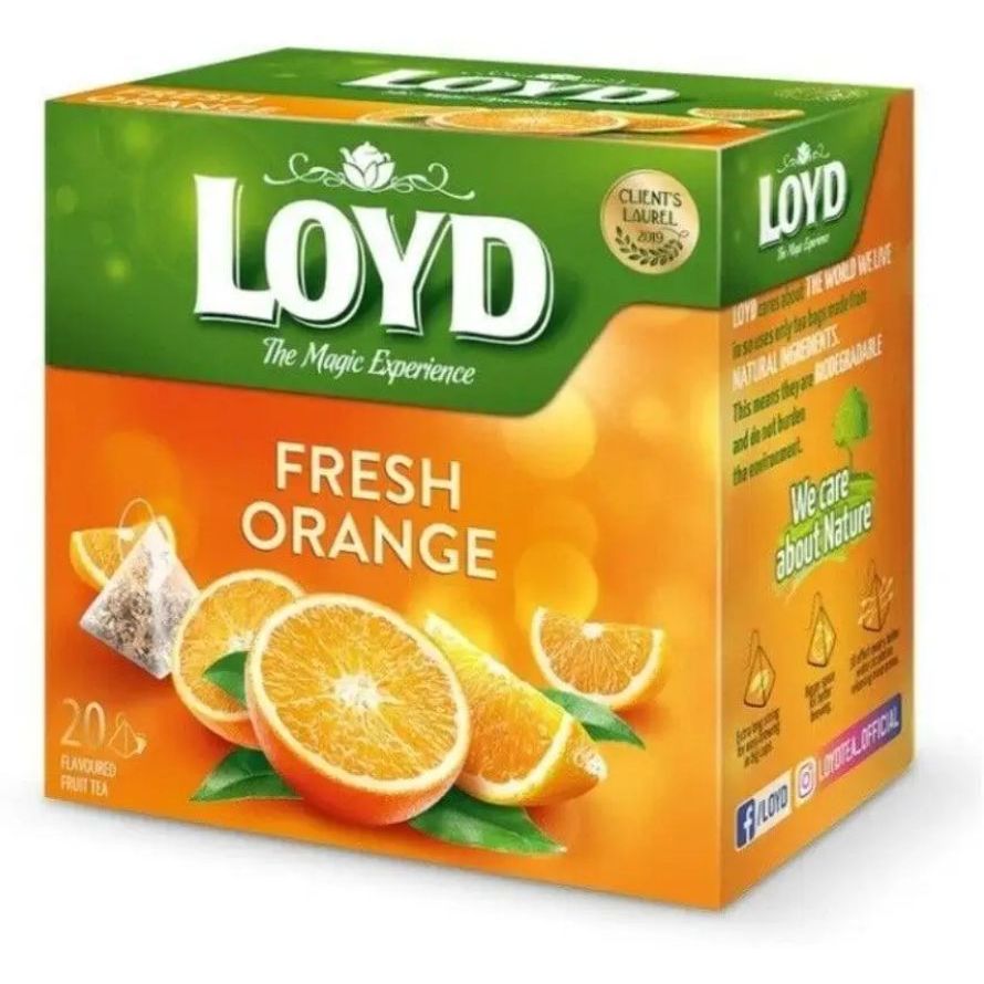 Чай фруктовый Loyd Fresh Orange, с апельсиновым вкусом, в пирамидках, 44 г - фото 1