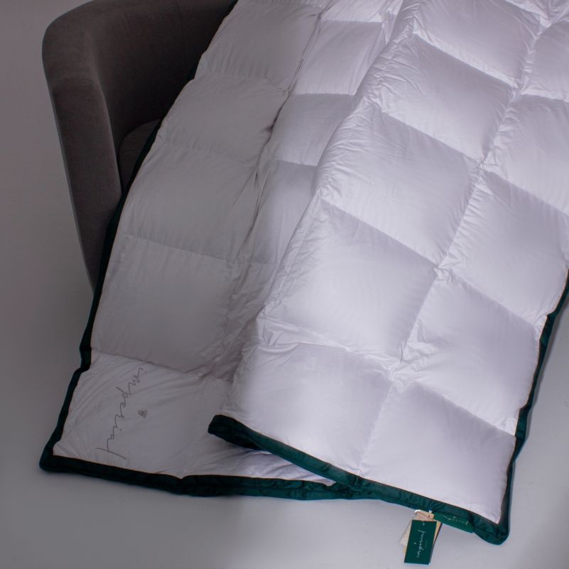 Одеяло MirSon Imperial Satin Luxe, летнее, 215х155 см, белое с зеленым кантом - фото 6