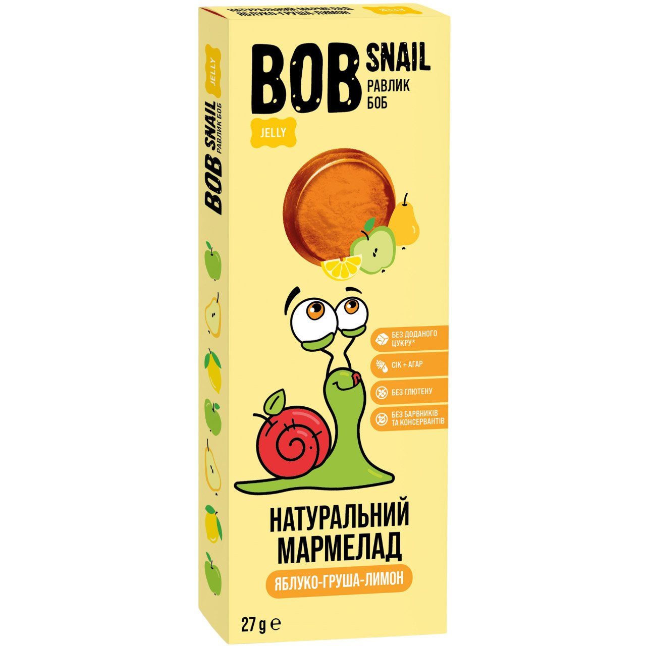Натуральный мармелад Bob Snail Яблоко-Груша-Лимон 27 г - фото 1