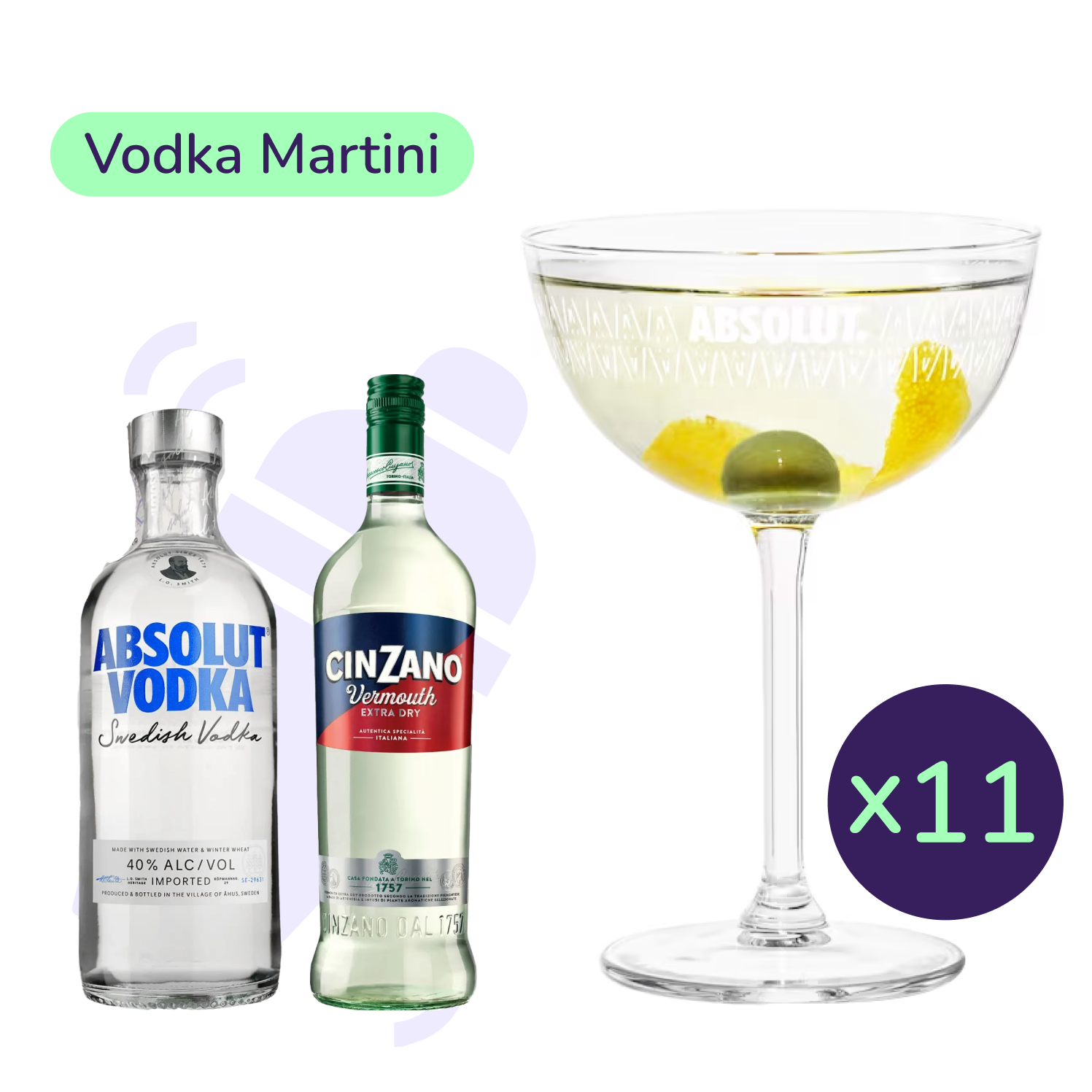 Коктейль Vodka Martini (набір інгредієнтів) х11 на основі горілки Absolut - фото 1