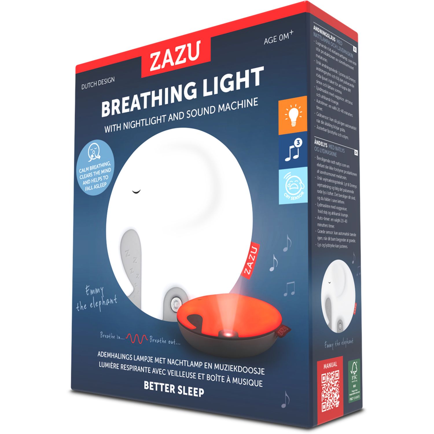 Ночник-проектор Zazu Emmy с дышащим светом, белым шумом и мелодиями (ZA-EMMY-01) - фото 4