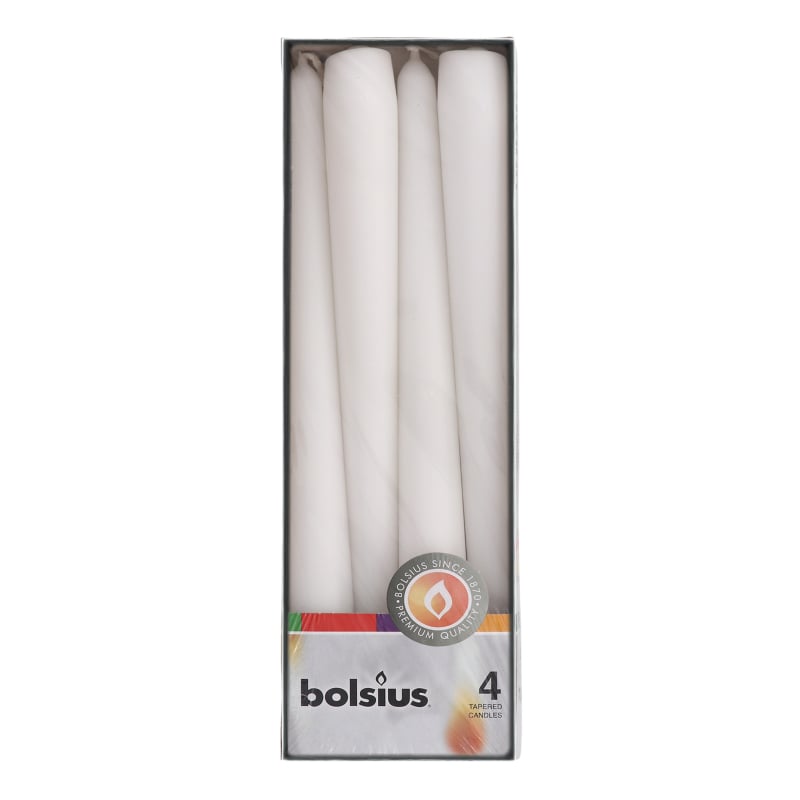 Свечи Bolsius конусные, 24,5х2,4 см, белый 4 шт. (350902) - фото 1