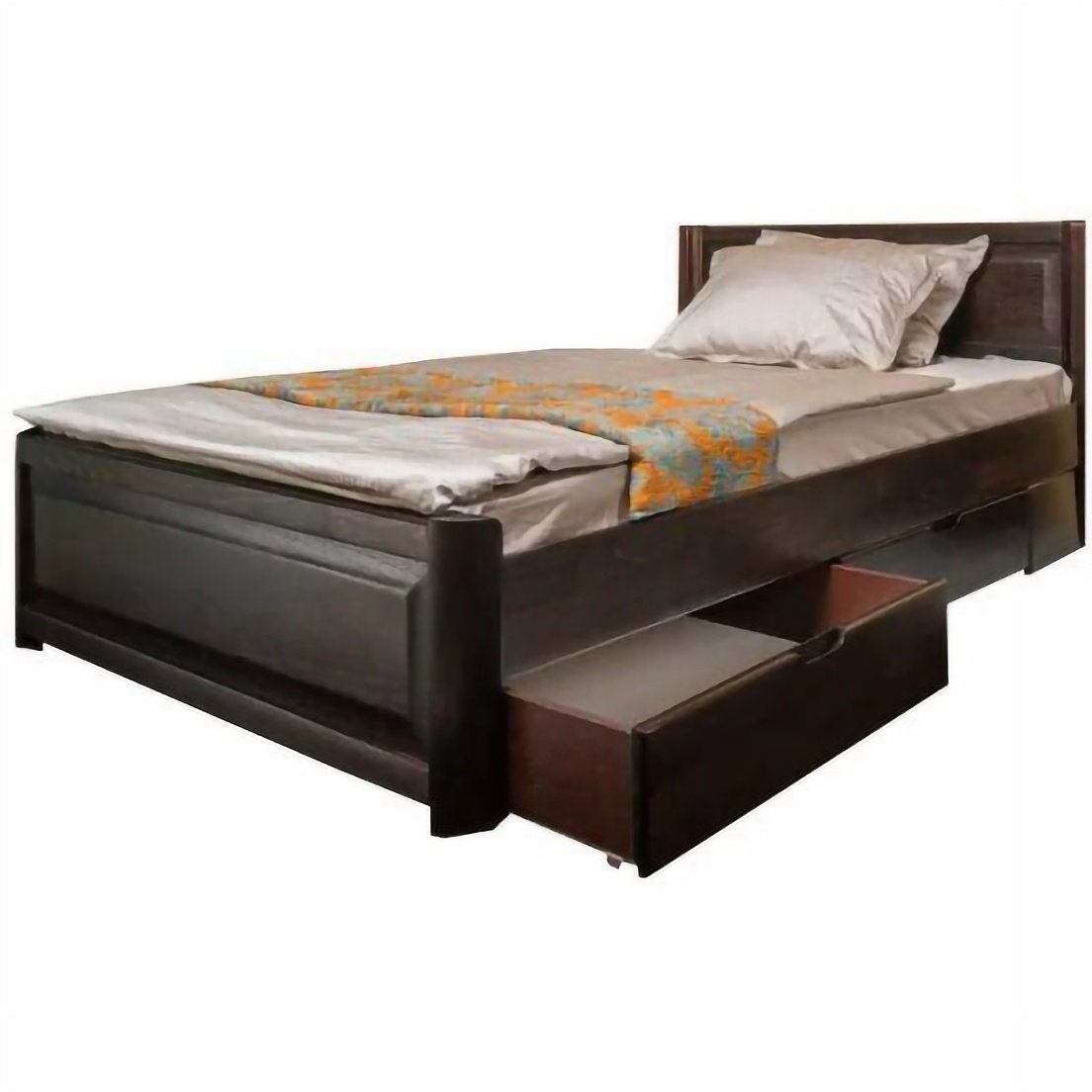 Ліжко односпальне Олімп Марго фільонка з ящиками 80х200 см венге темний (EVR-4538) - фото 1