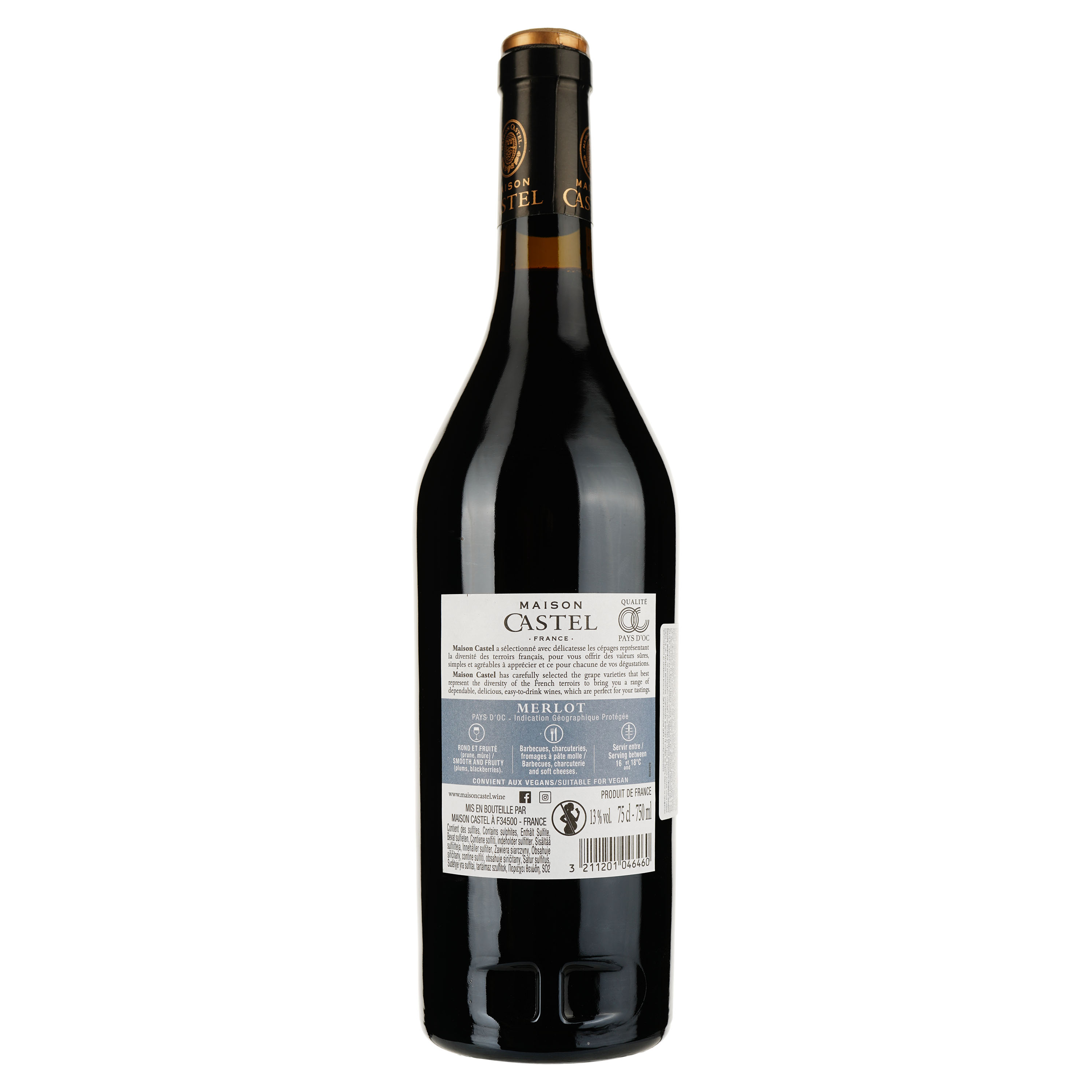 Вино Maison Castel Merlot IGP, красное, полусухое, 13%, 0,75 л - фото 2