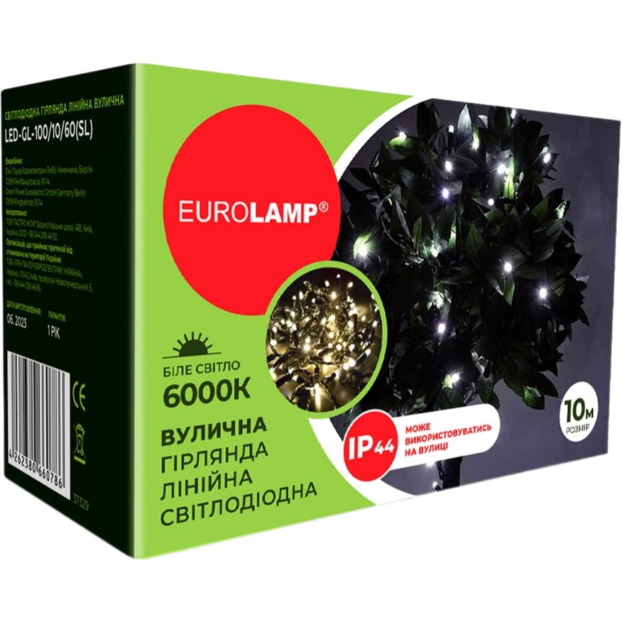 Светодиодная гирлянда линейная Eurolamp Led уличная 100 диодов 10 м 3xAA 6000К (LED-GL-100/10/60(SL)) - фото 1