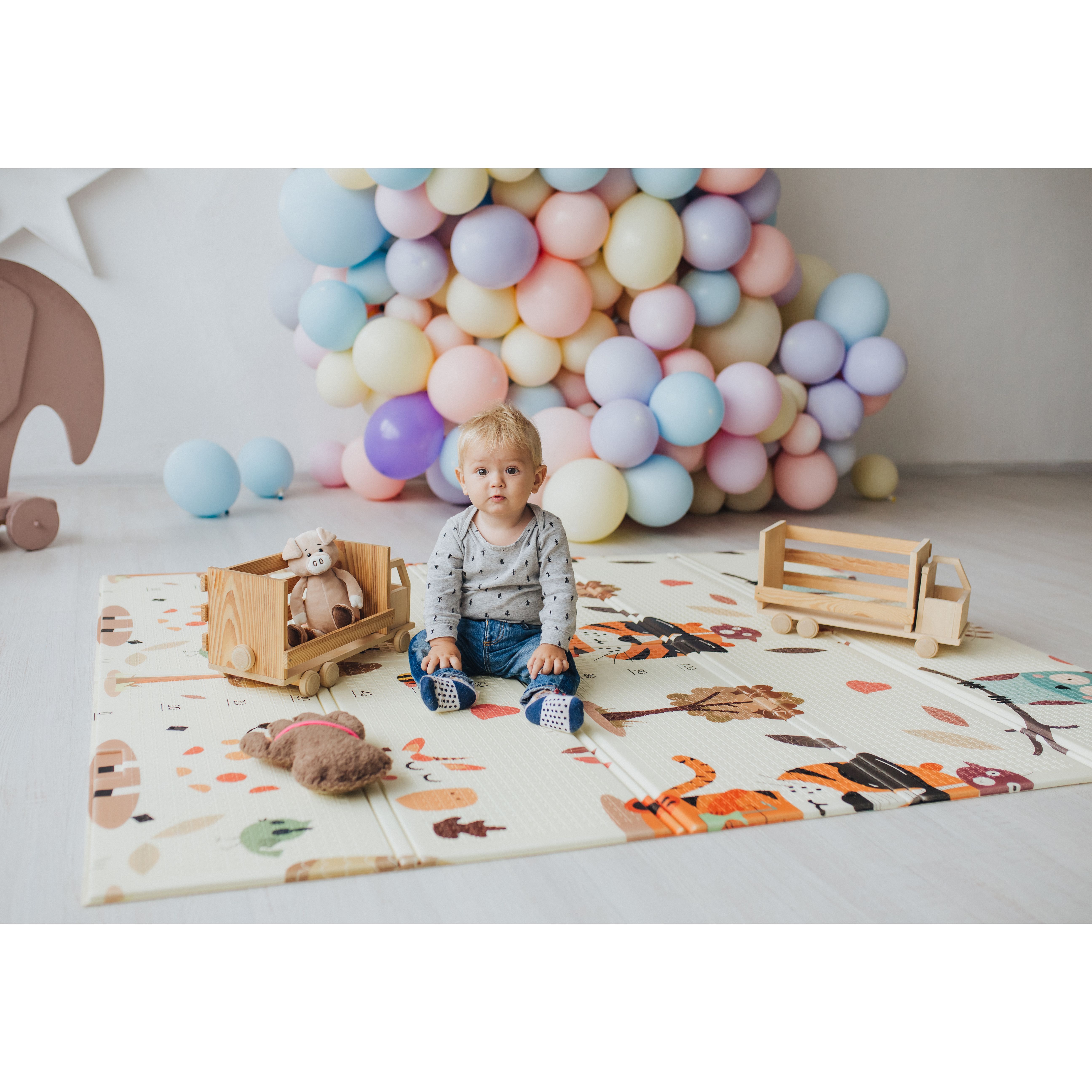 Дитячий килимок Poppet Тигреня в лісі та Світ тварин двосторонній складний 150х180x1 см (PP020-150) - фото 12