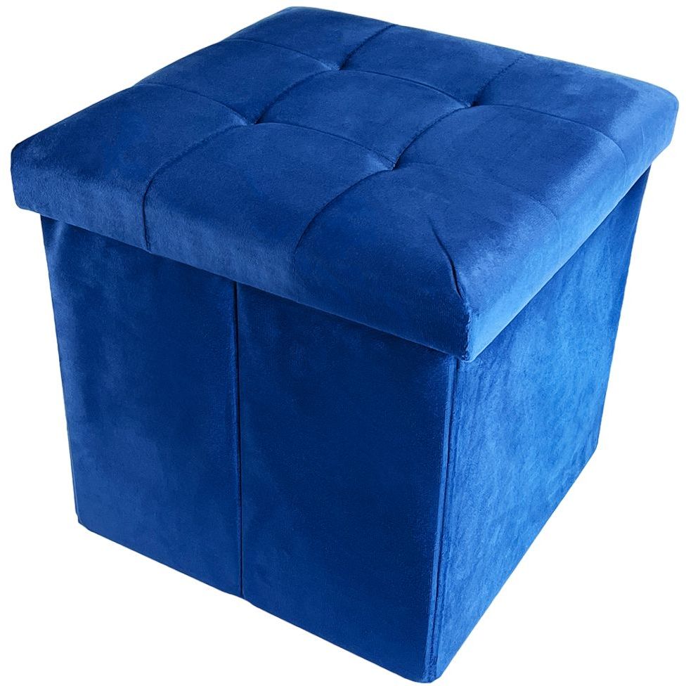 Пуф для хранения МВМ My Home велюровый, 380х380х380 мм, синий (TH-05 BLUE) - фото 1
