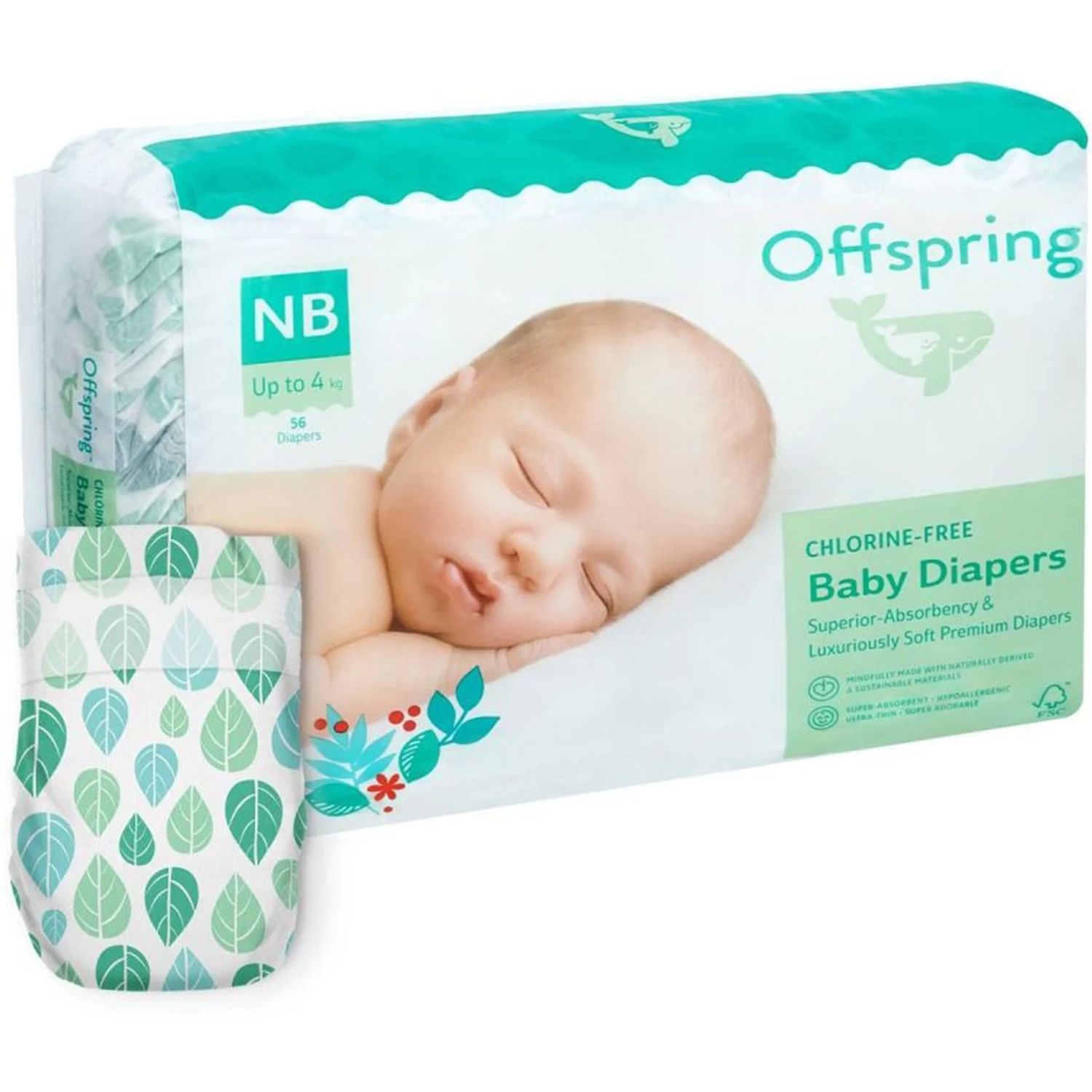 Подгузники Offspring Leave NB (до 4 кг) 56 шт. (DP-OI-FAT-NB56P-LEA) - фото 1