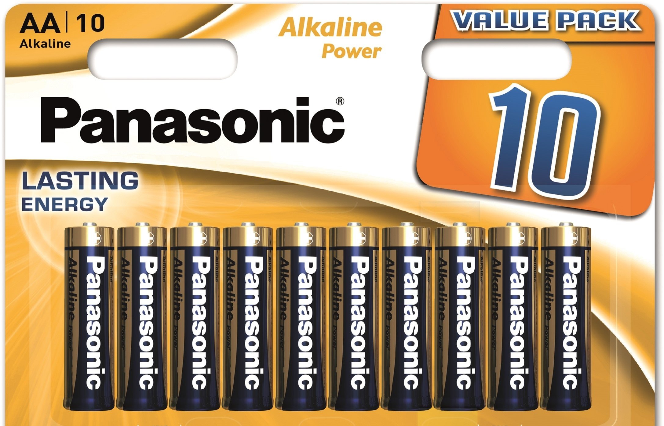 Щелочные батарейки пальчиковые Panasonic 1,5V АА LR06 Alkaline Power, 10 шт. (LR6REB/10BW) - фото 1