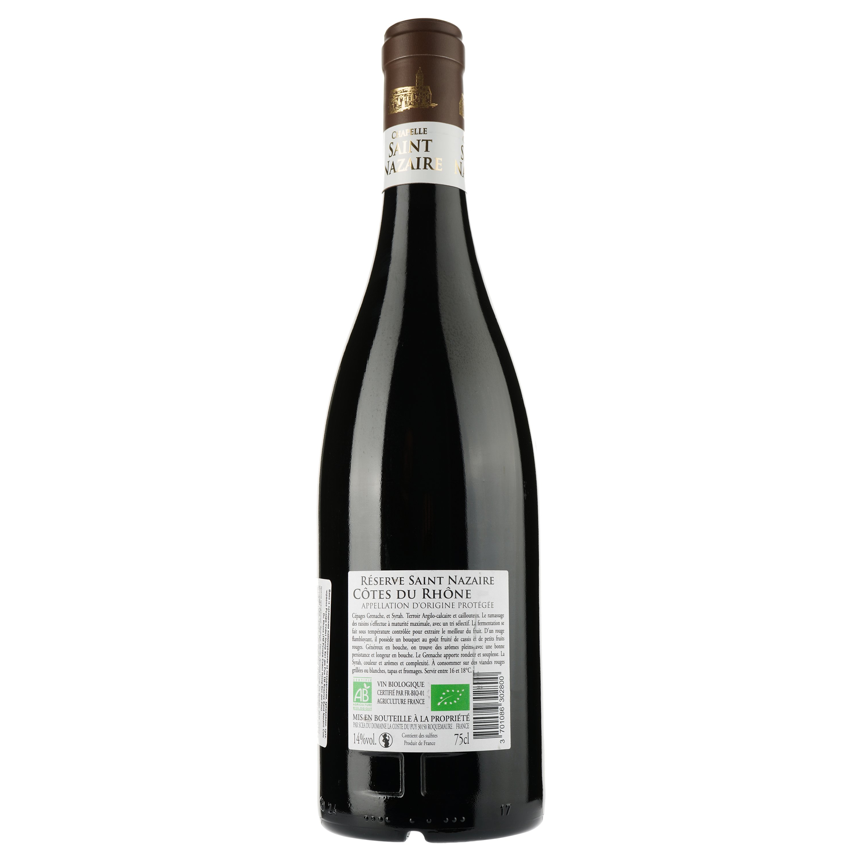 Вино Reserve Saint Nazaire Cote Du Rhone Bio 2019 AOP Cotes du Rhone, красное, сухое, 0.75 л - фото 2