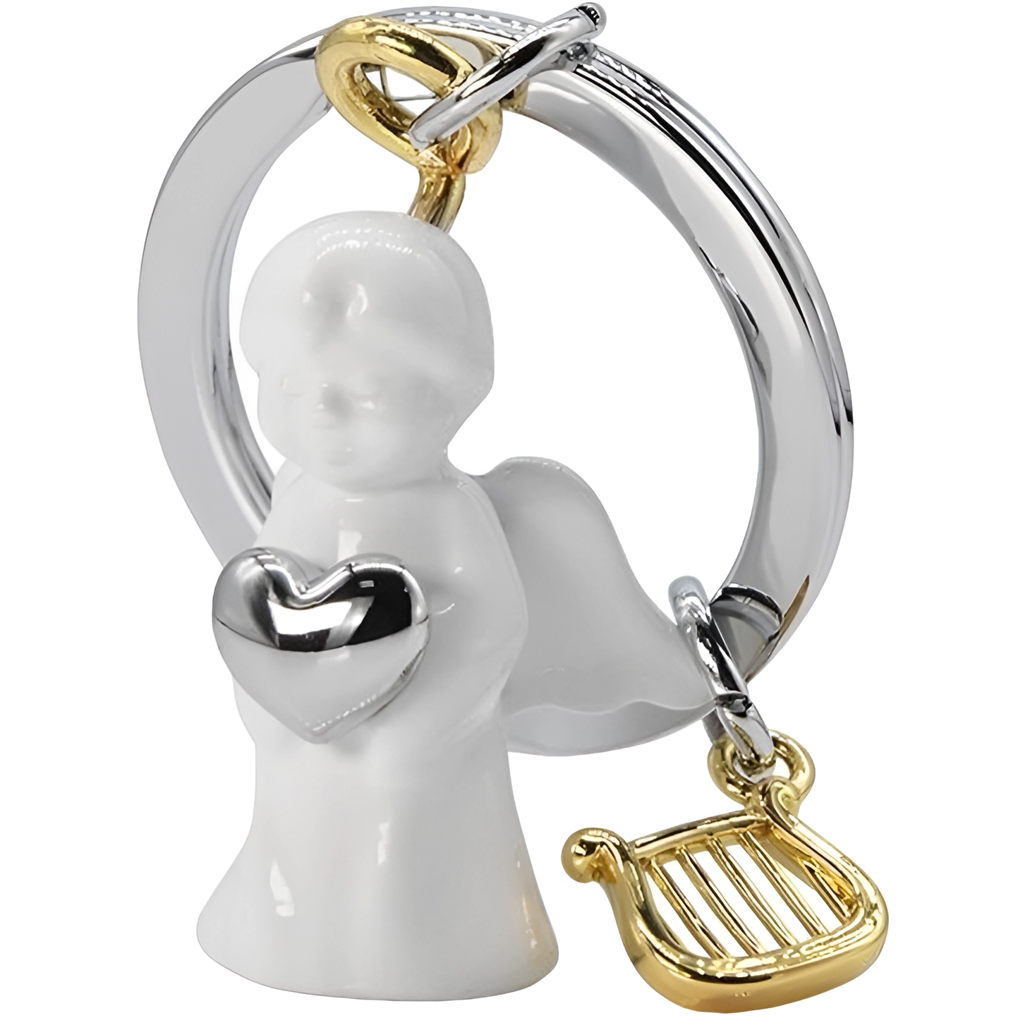 Брелок Metalmorphose White Angel & Chrome Heart & Gold Harp (8000020291018) - фото 1