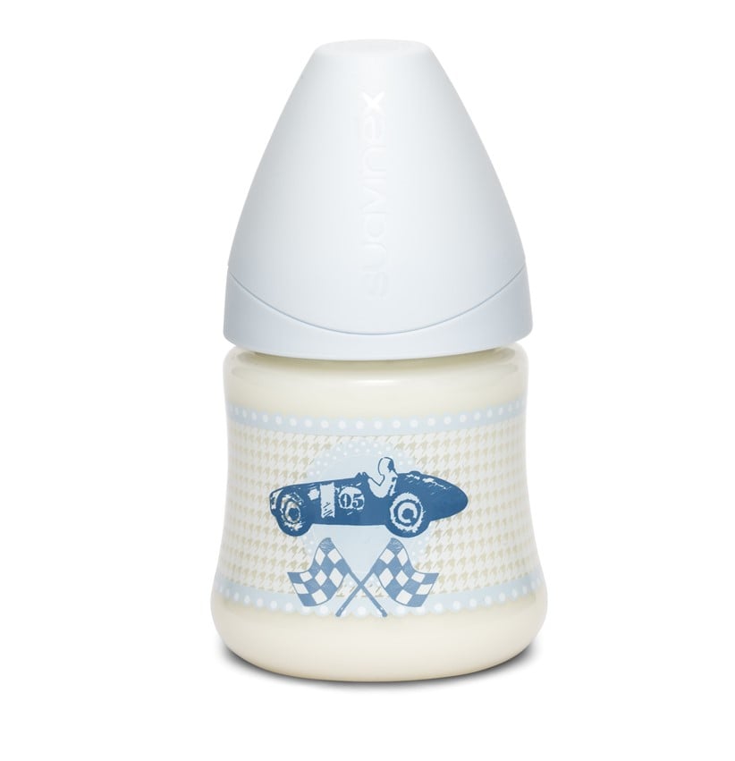 Пляшечка для годування Suavinex Історії малюків Автомобіль, 150 мл, блакитний (304379/1) - фото 1