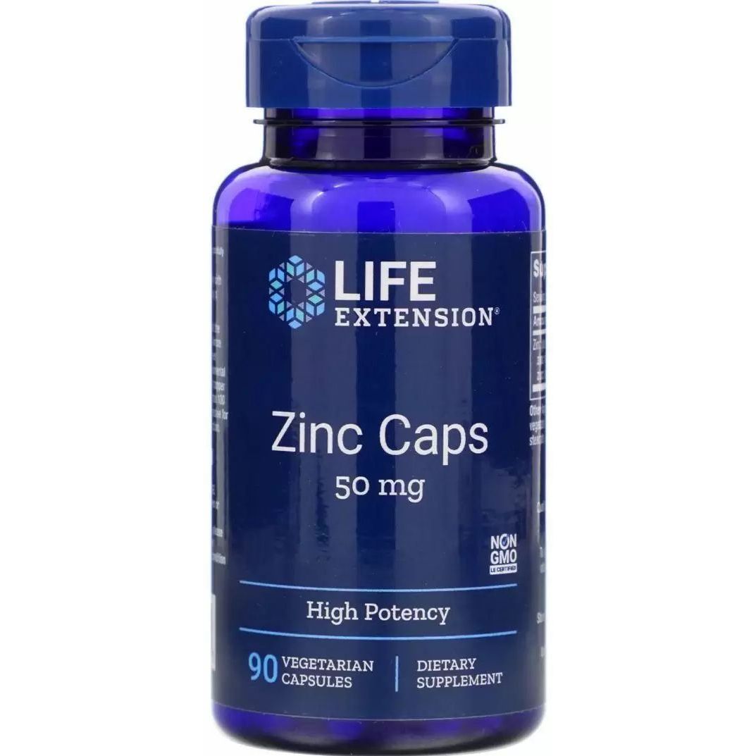 Цитрат цинка Life Extension Zinc Caps высокоэффективный 50 мг 90 капсул - фото 1