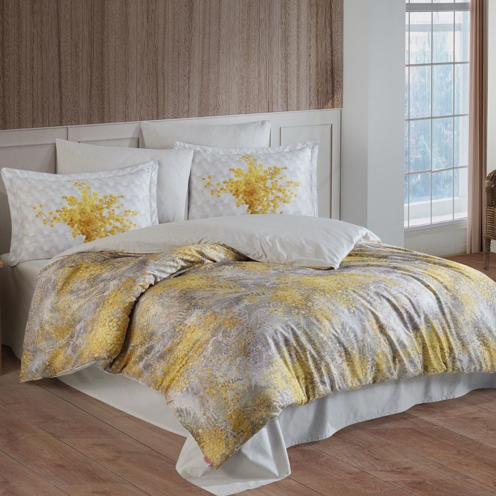 Комплект постельного белья Hobby Premium Sateen 300TC Silvana, евростандарт, желтый (69814_2,0) - фото 1