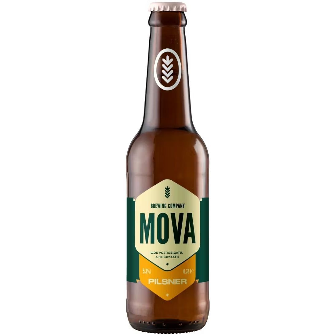 Пиво MOVA Pilsner, світле, нефільтроване, 5,3%, 0,33 л - фото 1