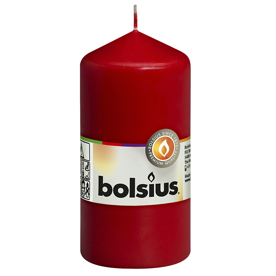 Свічка Bolsius стовпчик, 12х6 см, червоний (390141) - фото 1