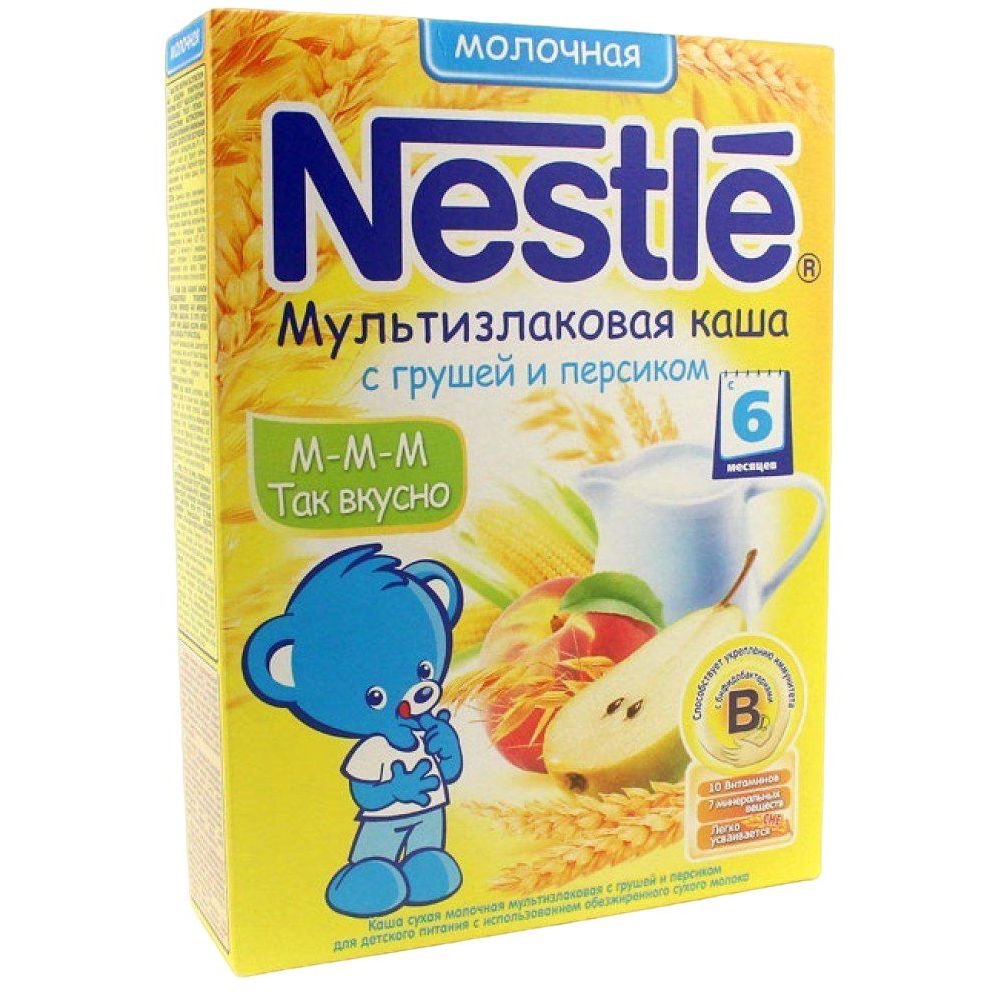 Молочная каша Nestle Мультизлаковая с грушей и персиком 250 г - фото 1