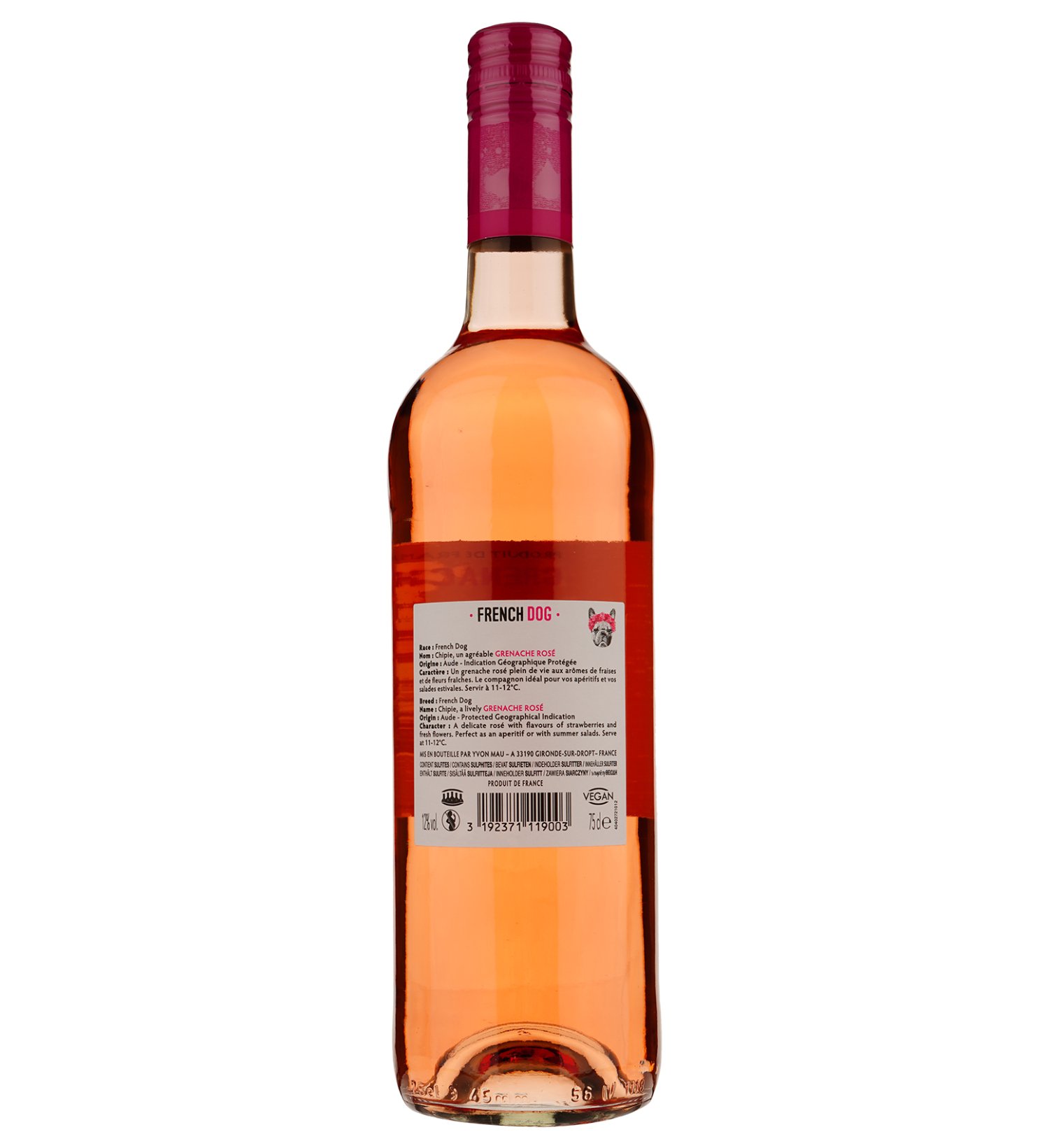 Вино French Dog Igp Aude, розовое, сухое, 0,75 л (917856) - фото 2
