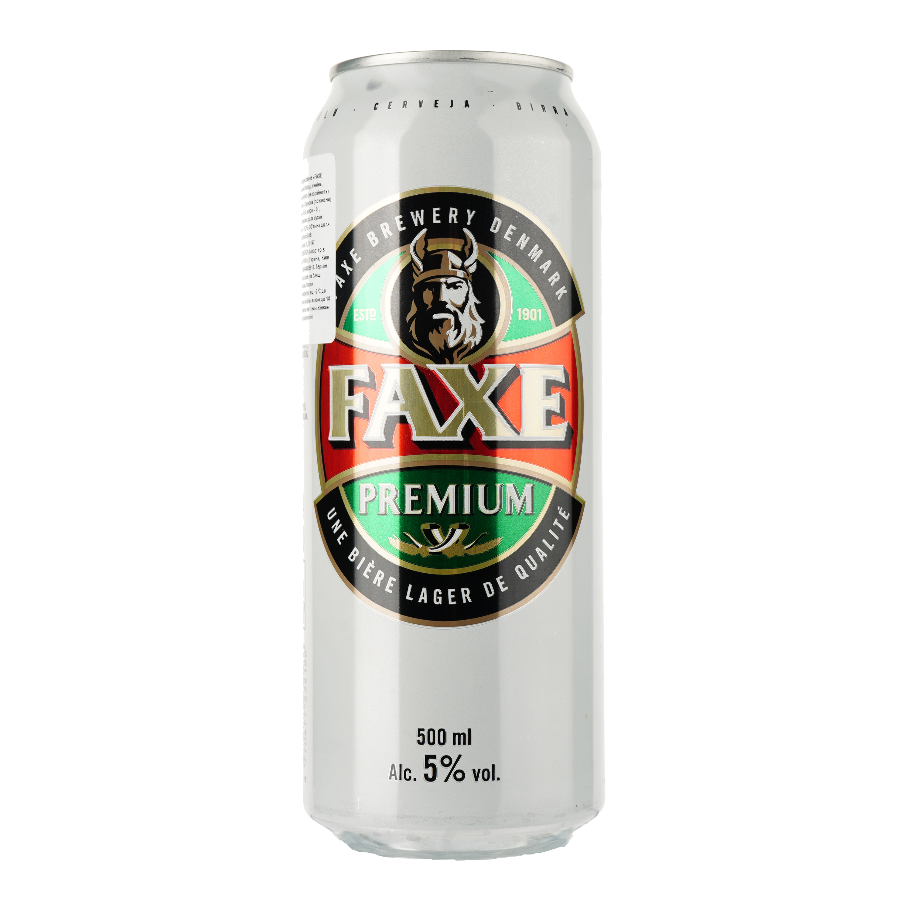 Пиво Faxe Premium, светлое, фильтрованное, 5%, ж/б, 0,5 л - фото 1