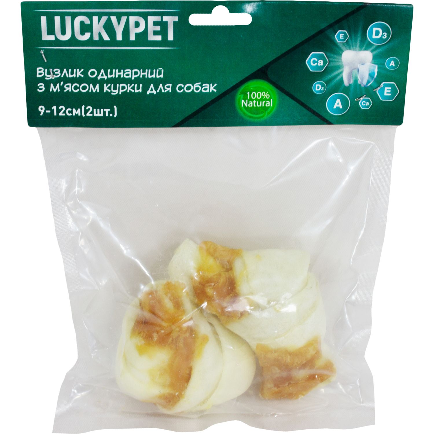 Вузлик Lucky Pet одинарний із м'ясом курки №3 9-12 см 2 шт. - фото 1
