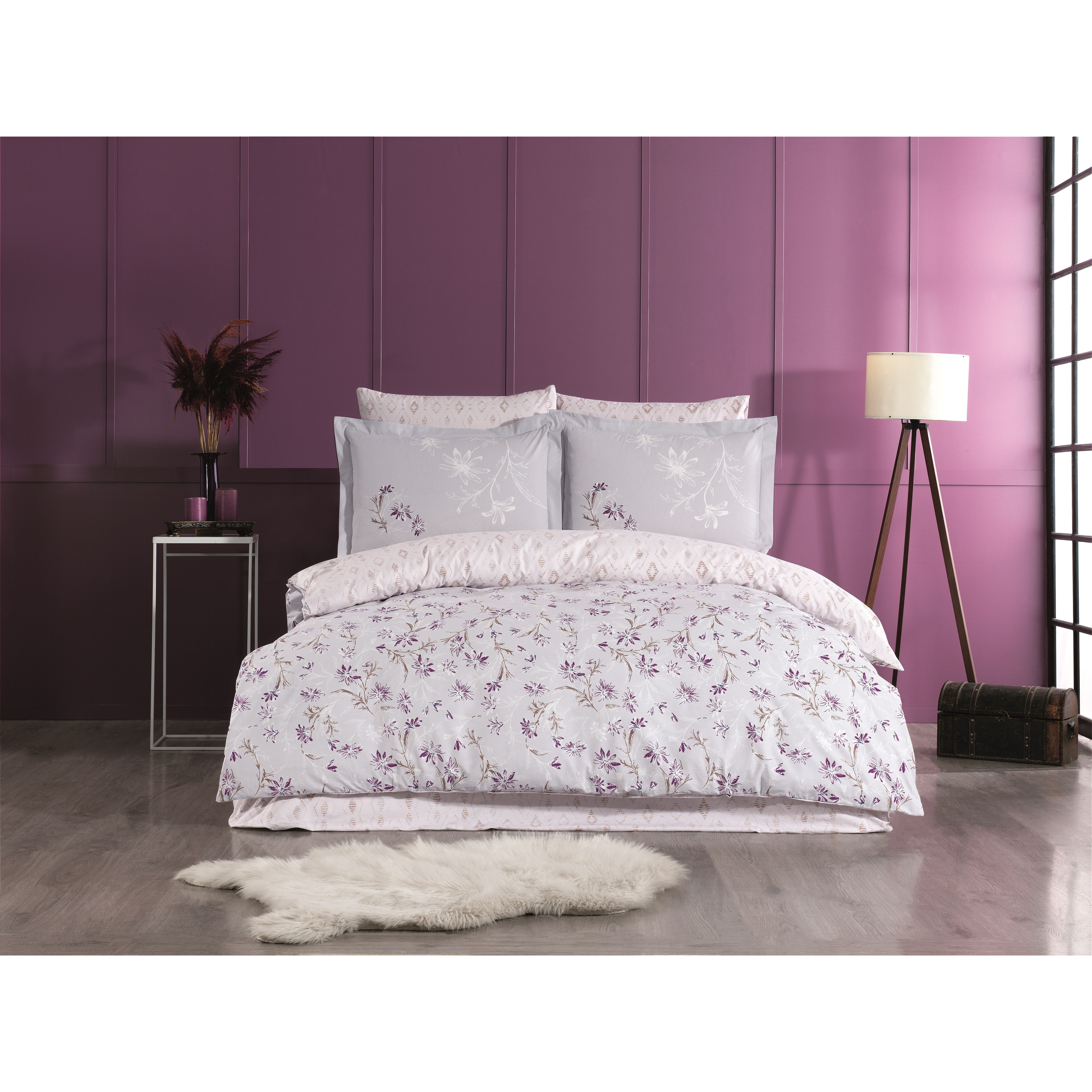 Комплект постельного белья Hobby Poplin Jardin евро фиолетовый (3430_2,0) - фото 1