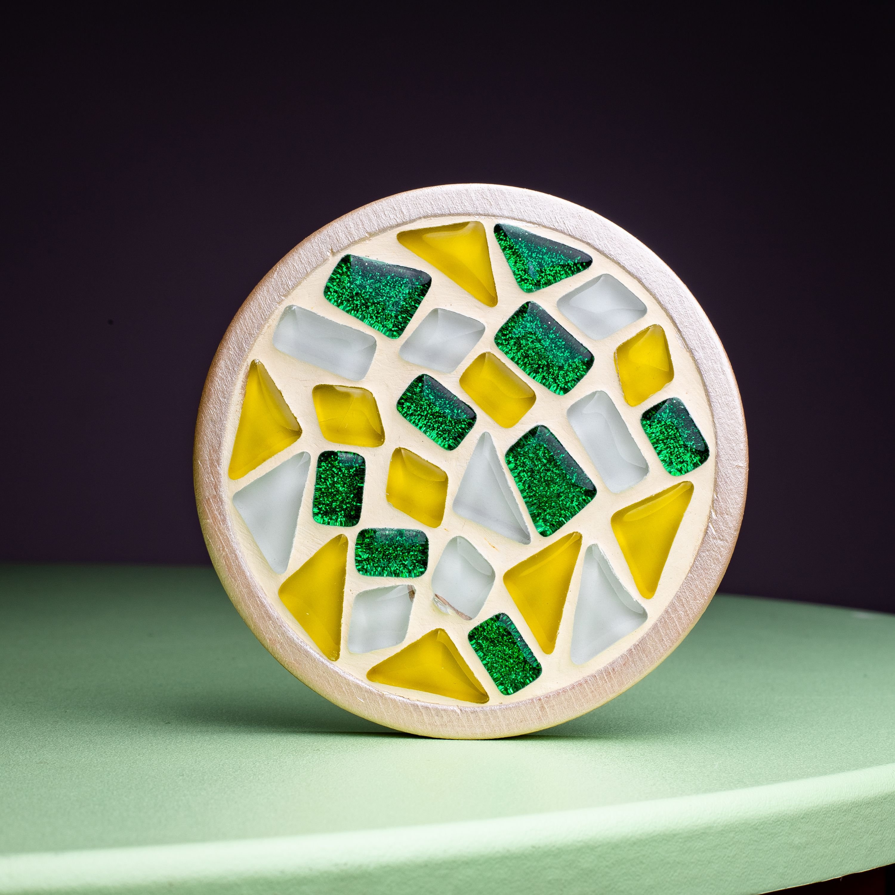 Стеклянная мозаика Mosaaro Подставка для чашек круглая (MA1001) - фото 2