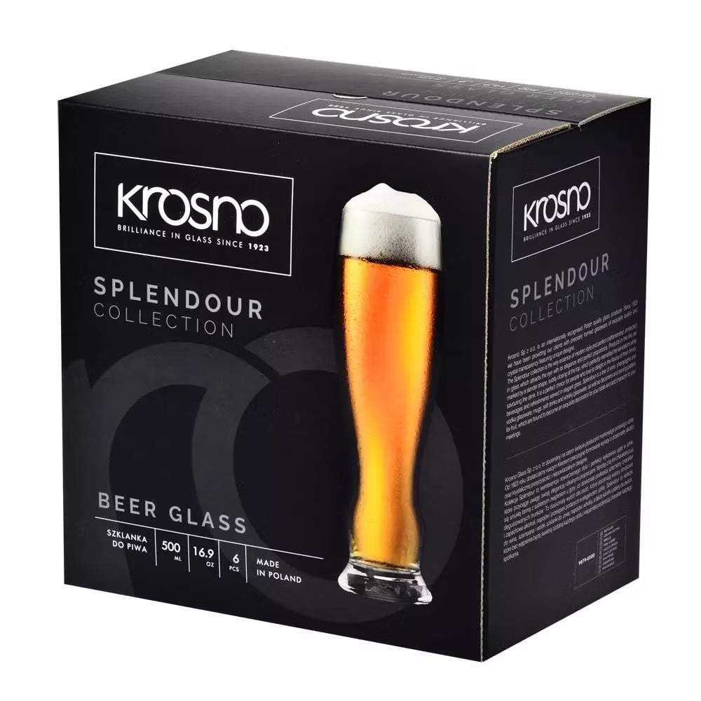 Набор бокалов для пива Krosno Splendour, стекло, 500 мл, 6 шт. (788609) - фото 3