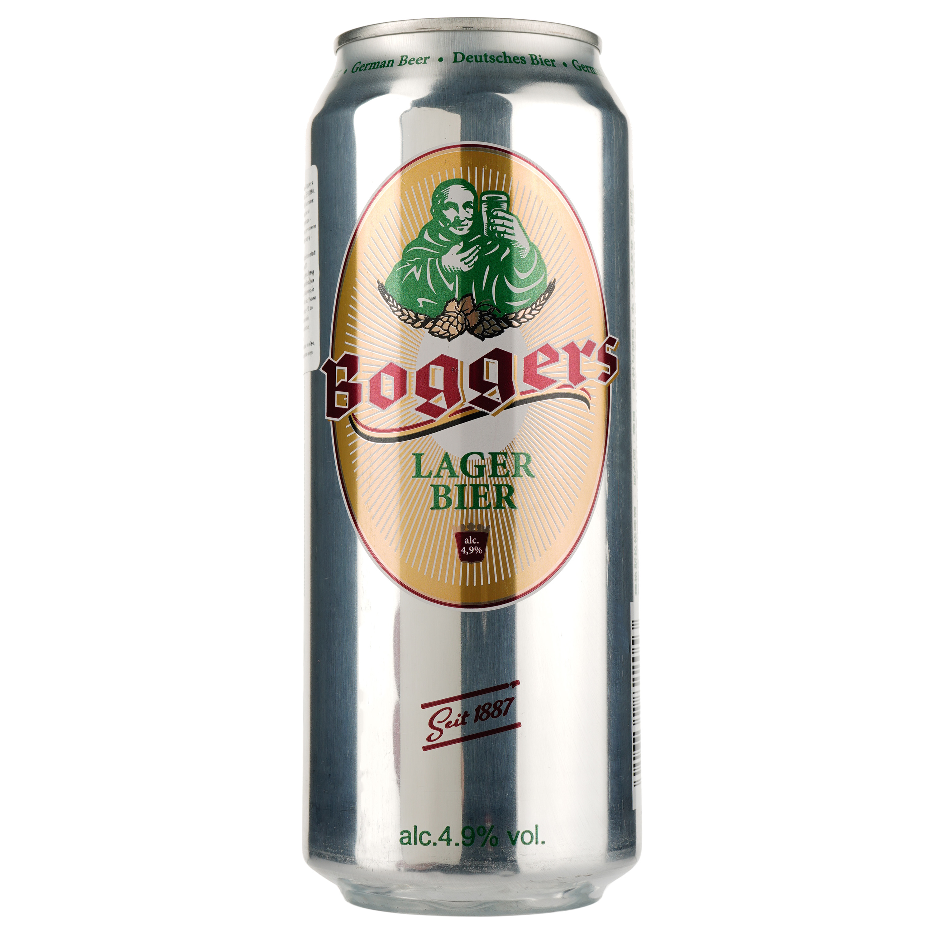 Пиво Boggers Lager светлое, 4.9%, ж/б, 0.5 л - фото 1