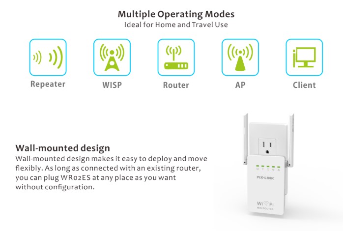 Усилитель сигнала Wi-Fi Pix-Link LV-WR02ES ретранслятор маршрутизатор - фото 4