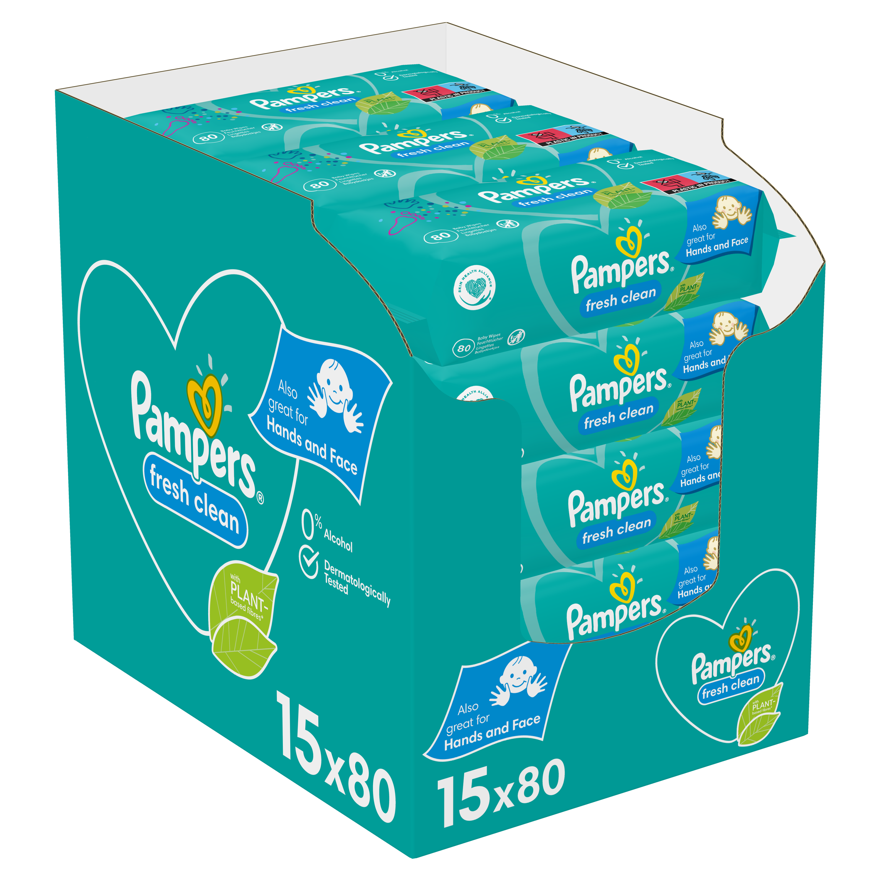 Набір дитячих вологих серветок Pampers Baby Fresh Clean, 1200 шт. (15 упаковок по 80 шт.) - фото 1