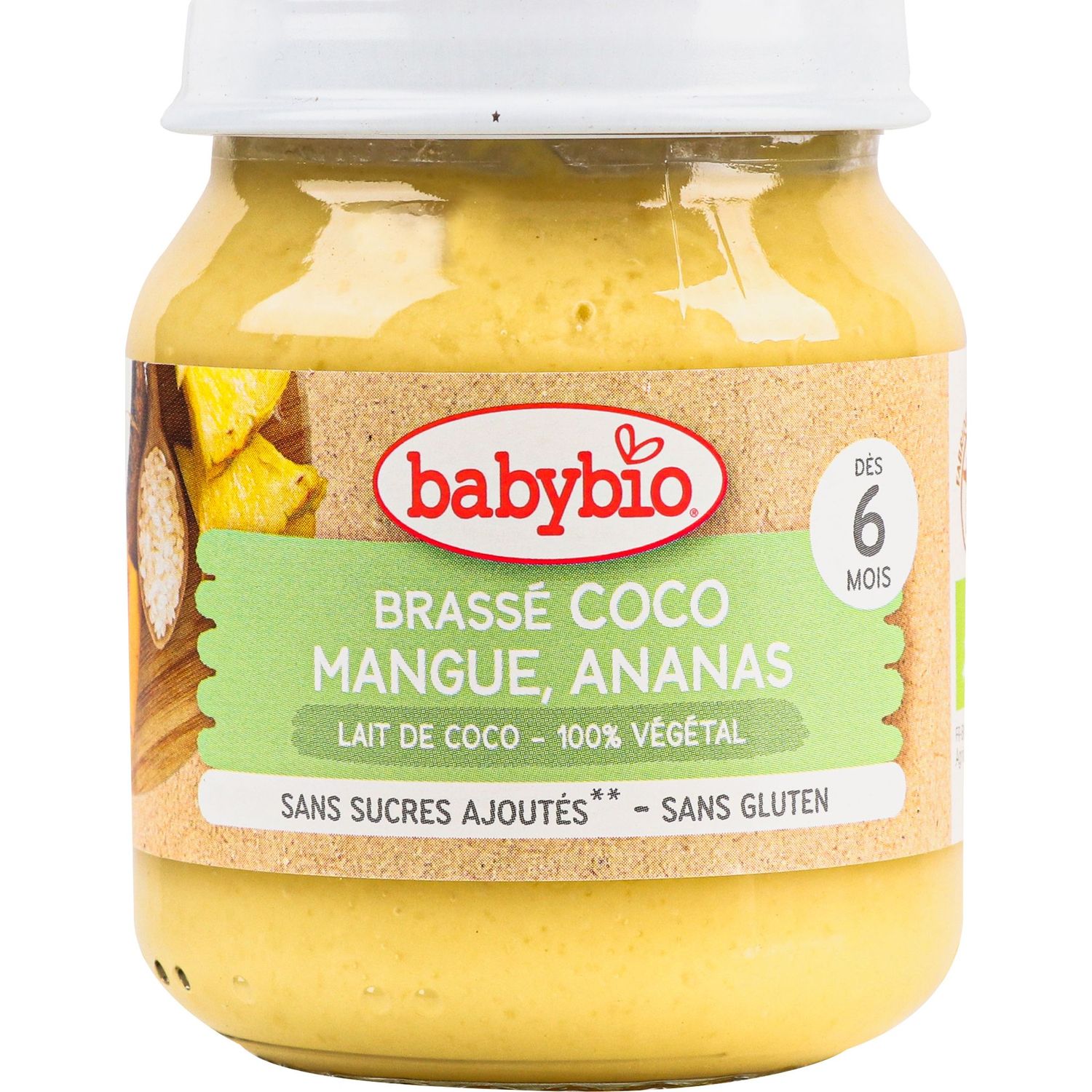 Фото - Дитяче харчування Babybio Органічне пюре  з кокосового молока з манго та ананасом 130 г 