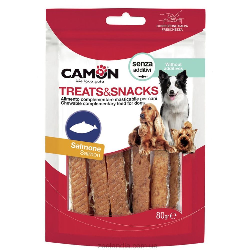 Ласощі для собак Camon Treats & Snacks Батончики з лосося 80 г - фото 1