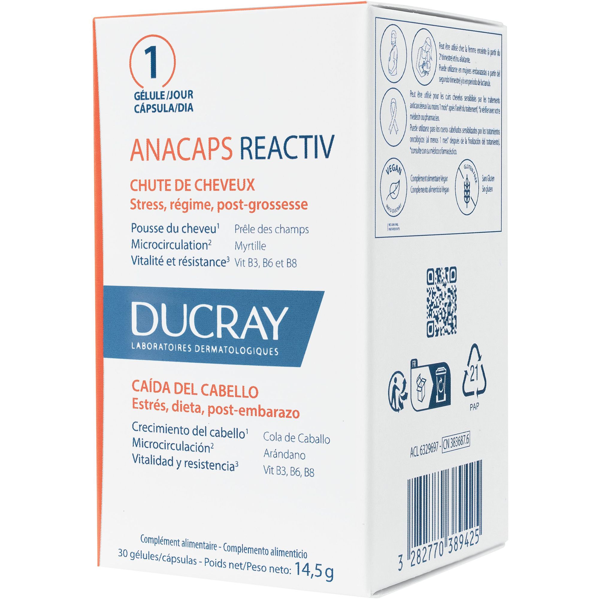 Пищевая добавка Ducray Anacaps Reactiv для укрепления волос и ногтей 30 капсул - фото 4