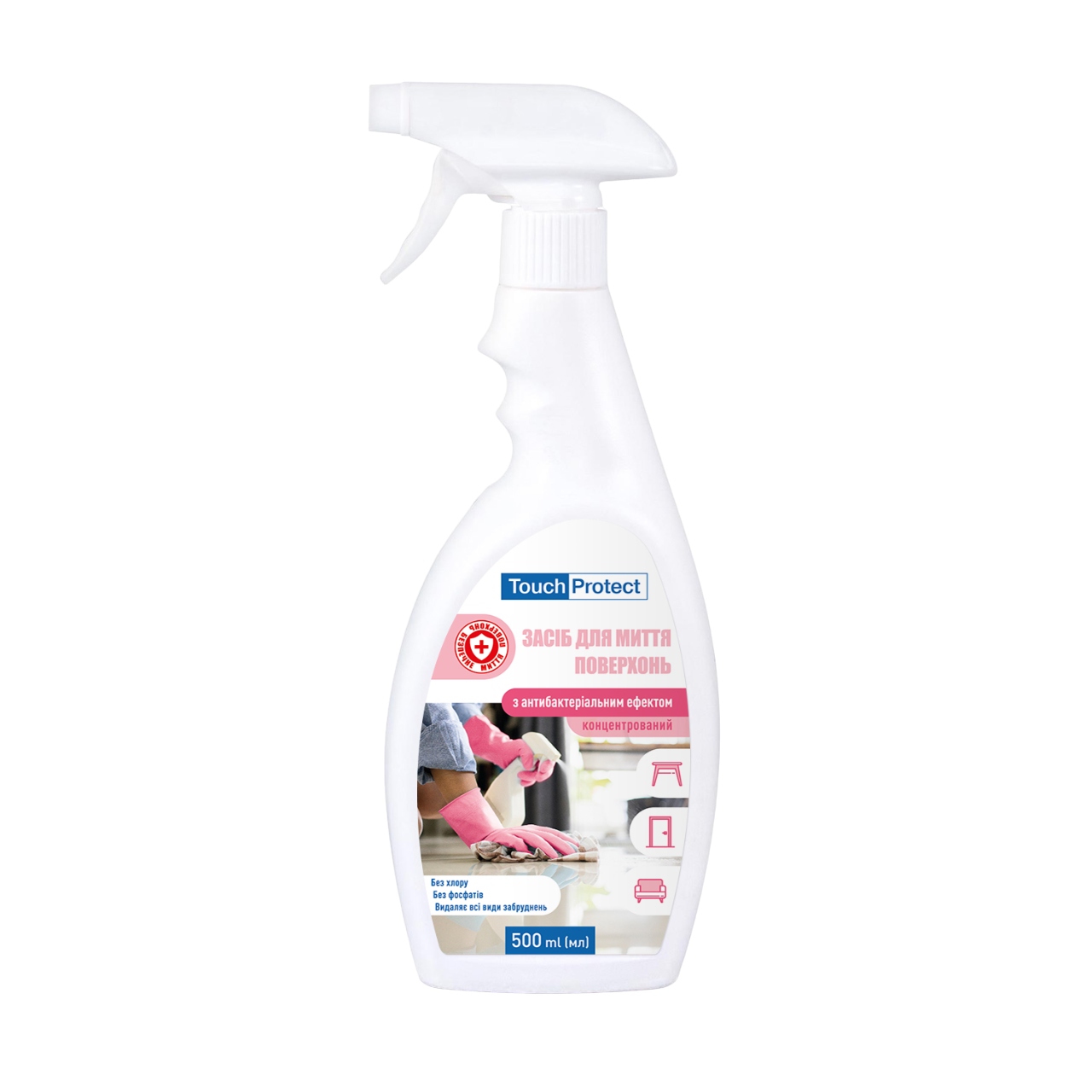 Засіб для миття поверхонь Touch Protect з антибактеріальним ефектом, 500 мл - фото 1