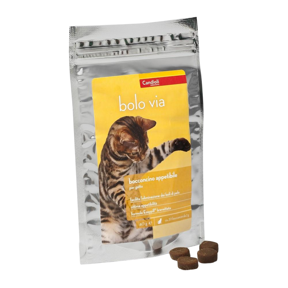 Фото - Лекарства и витамины Харчова добавка для виведення шерсті у котів Candioli Bolo Via, 40 г