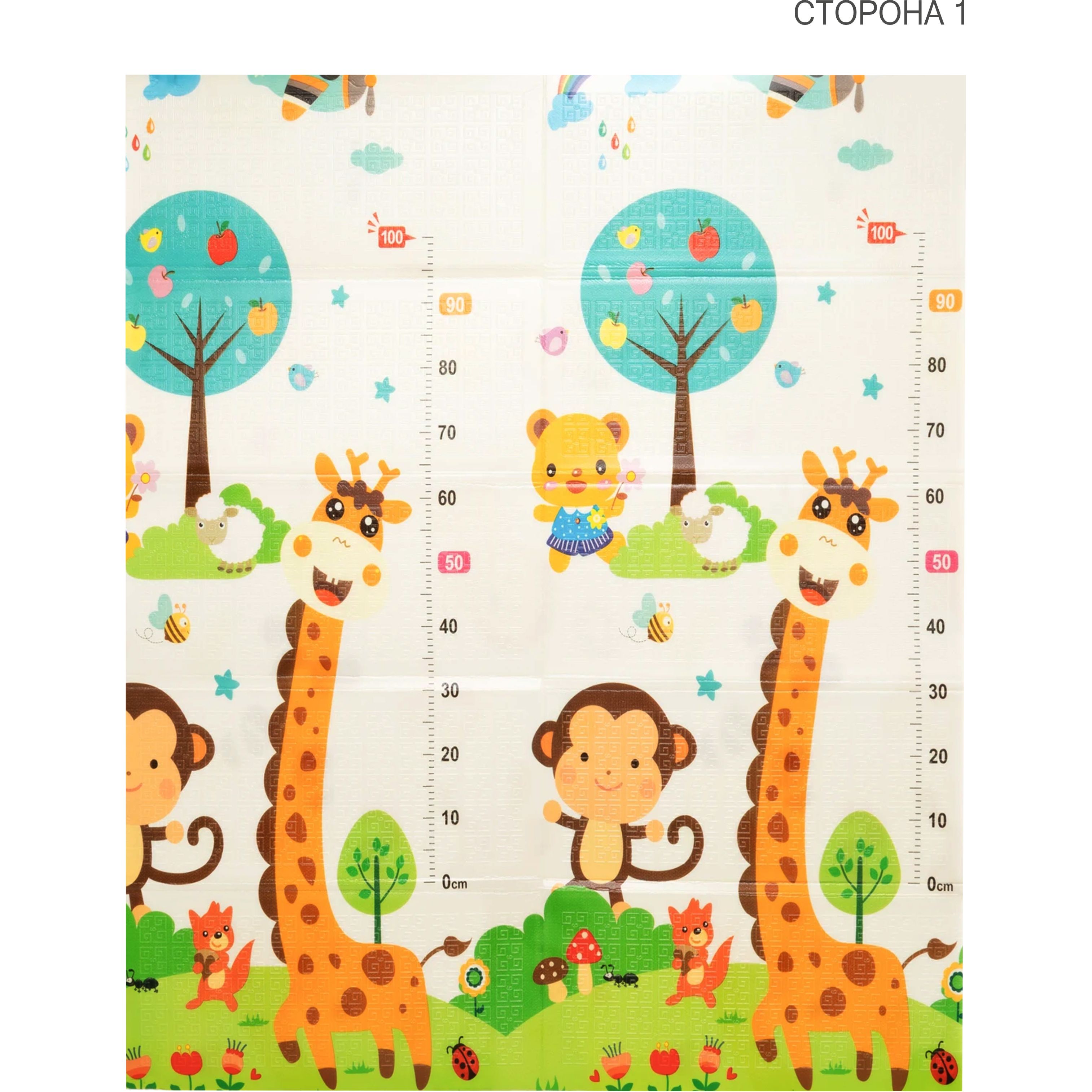 Дитячий килимок Poppet Малятко-жираф та Цифри-тварини двосторонній складний 150х180x1 см (PP021-150) - фото 2