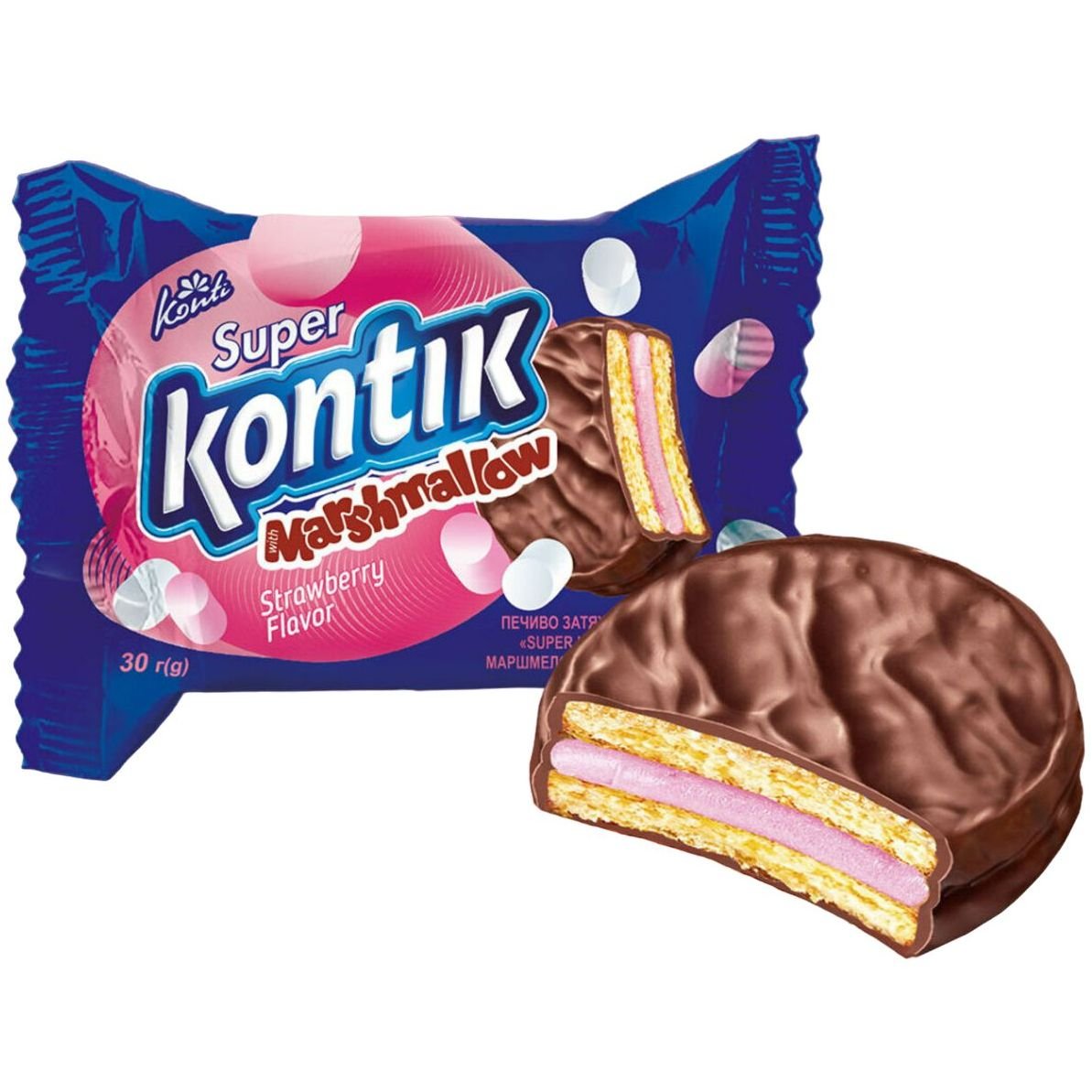 Печиво Konti Super Kontik з маршмеллоу та полуничним смаком 30 г (771648) - фото 1