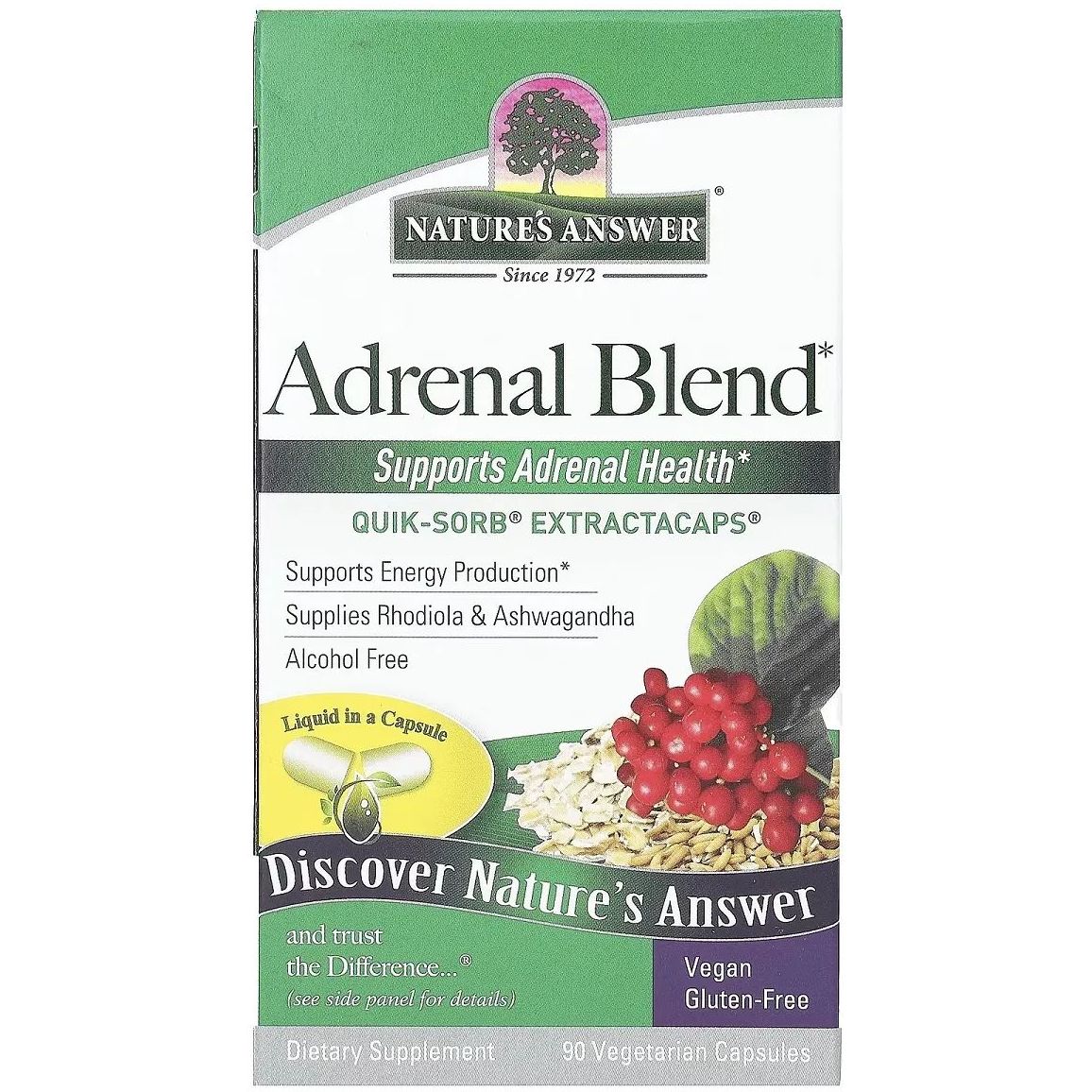 Здоровье надпочечников Nature's Answer Adrenal Blend 90 вегетарианских капсул - фото 2