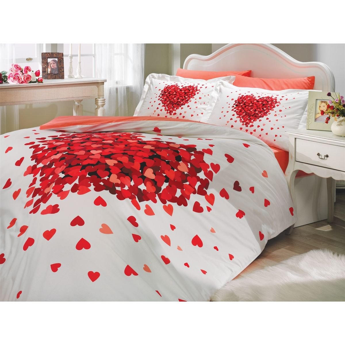 Комплект постельного белья Hobby Poplin Juana, поплин, 220х200 см, красный (109209_2,0) - фото 1